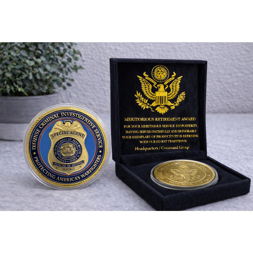 Defense Criminal Investigative Service Challenge Coin w/ Retirement Award