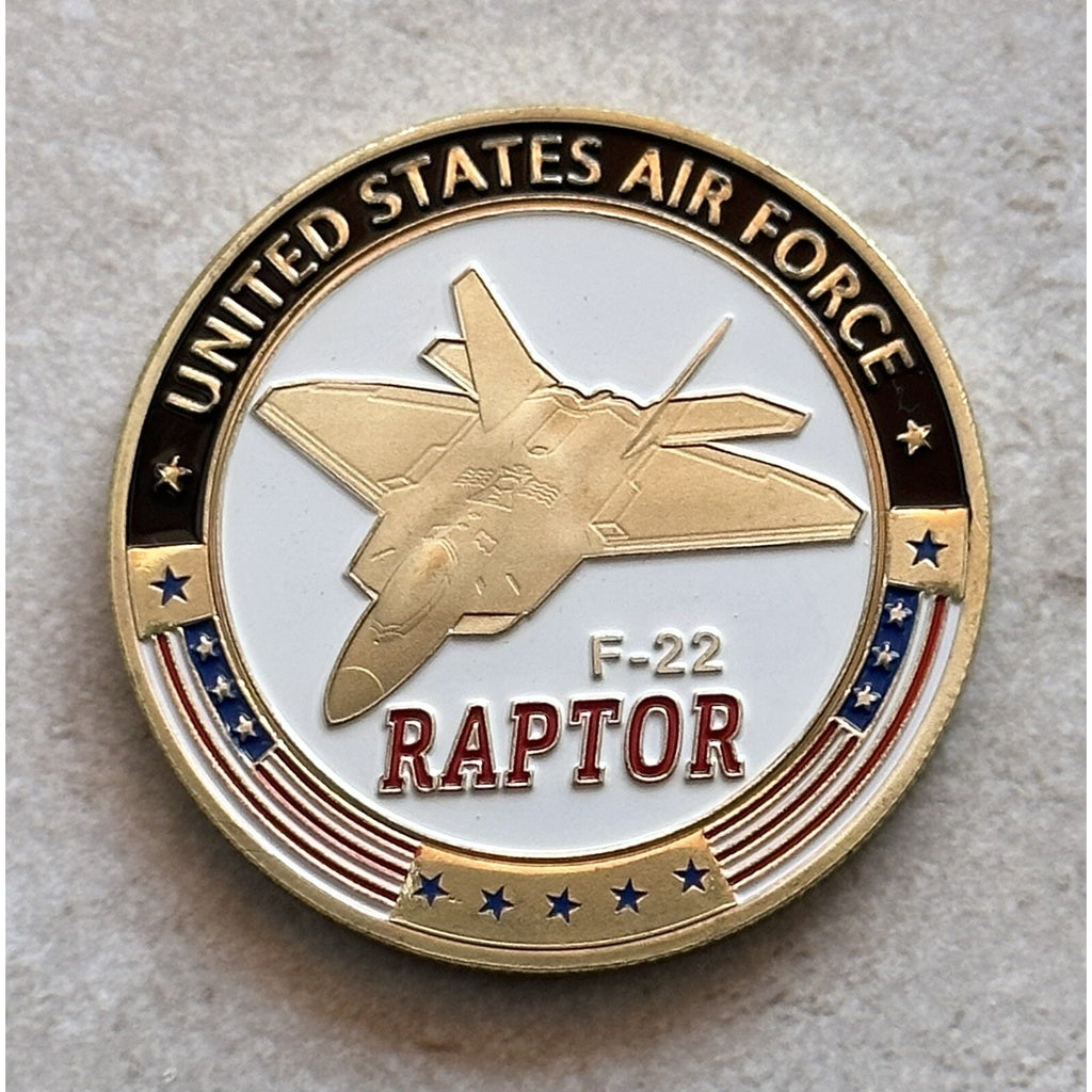 U S AIR FORCE F-22 RAPTOR Challenge Coin w/ Retirement Award