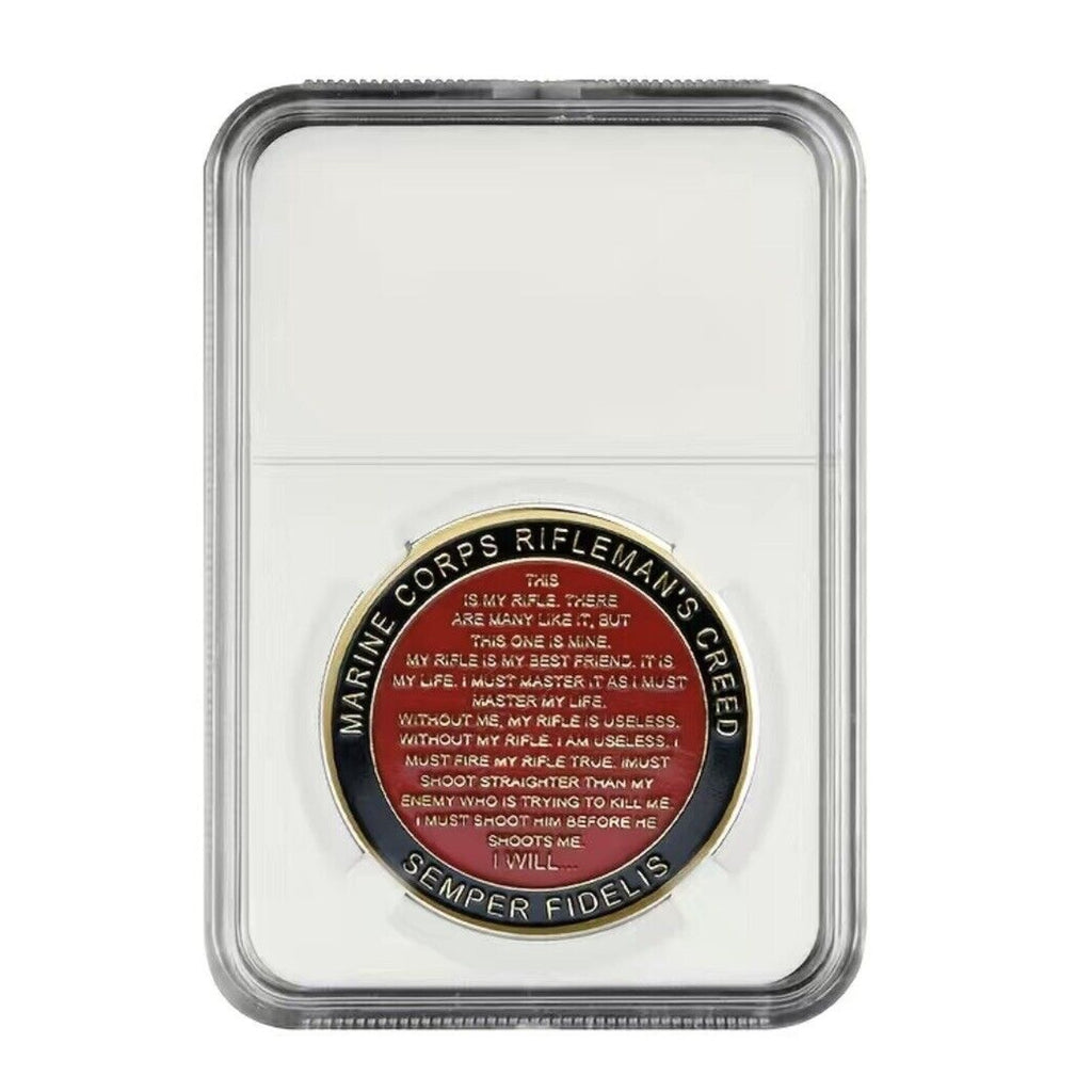 MARINE CORPS RIFLEMAN'S CREED CHALLENGE COIN Come With Case