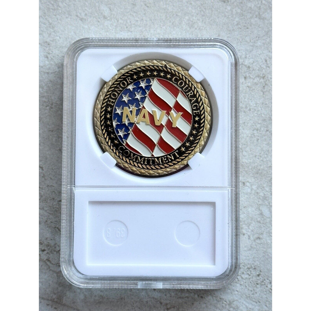 U.S. Navy Veteran Challenge Coin With Beautiful Case United We Stand