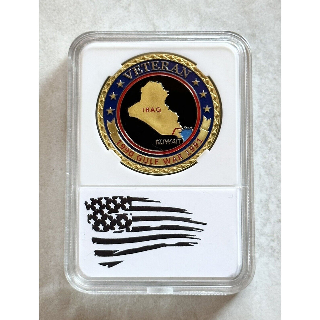 U.S. Military IRAQ VETERAN Challenge Coin (1990 Gulf War 1990) Come With Case