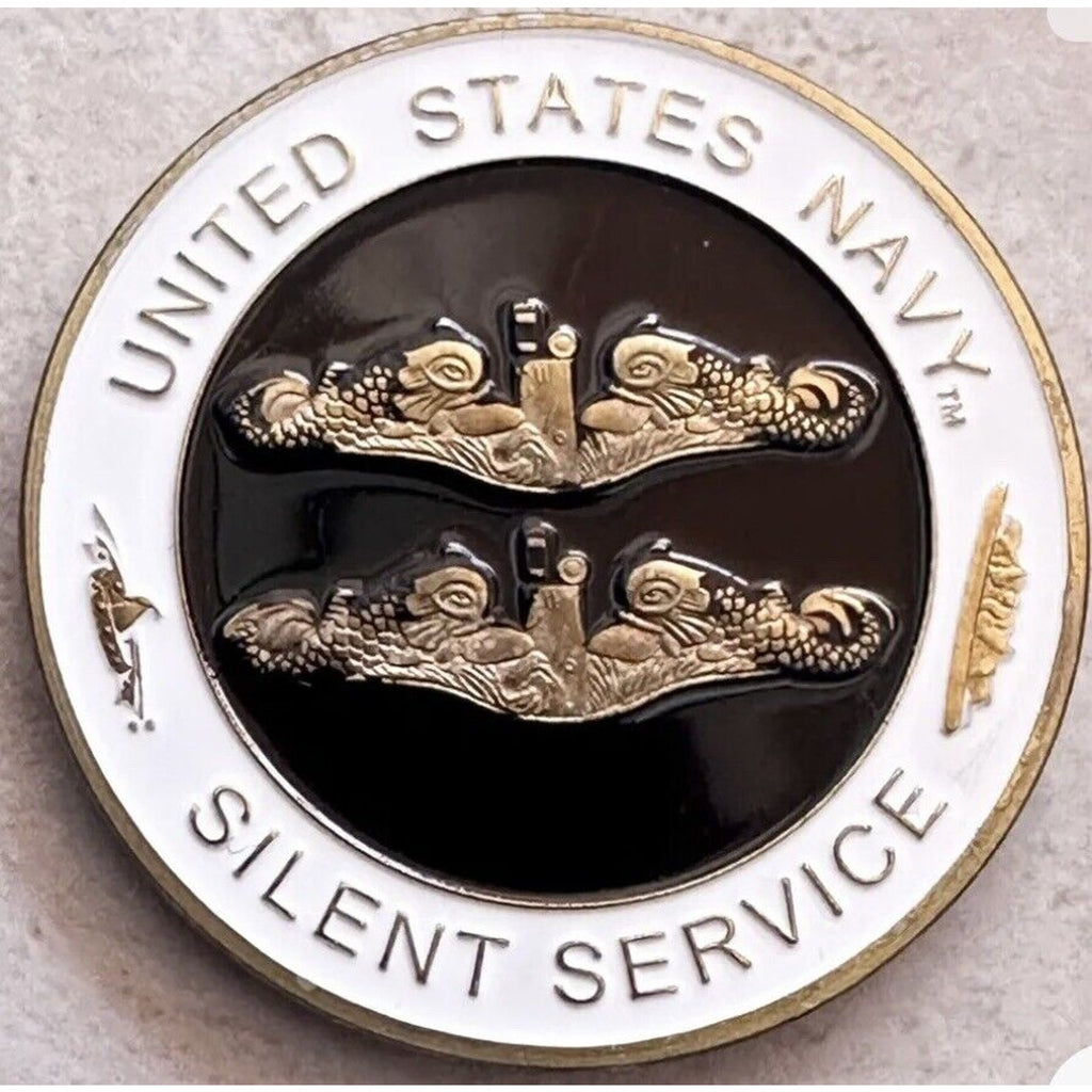 SILENT SERVICE CHALLANGE COIN SUBMARINE BASE USN PIN UP US NAVY SUB VETERAN USA