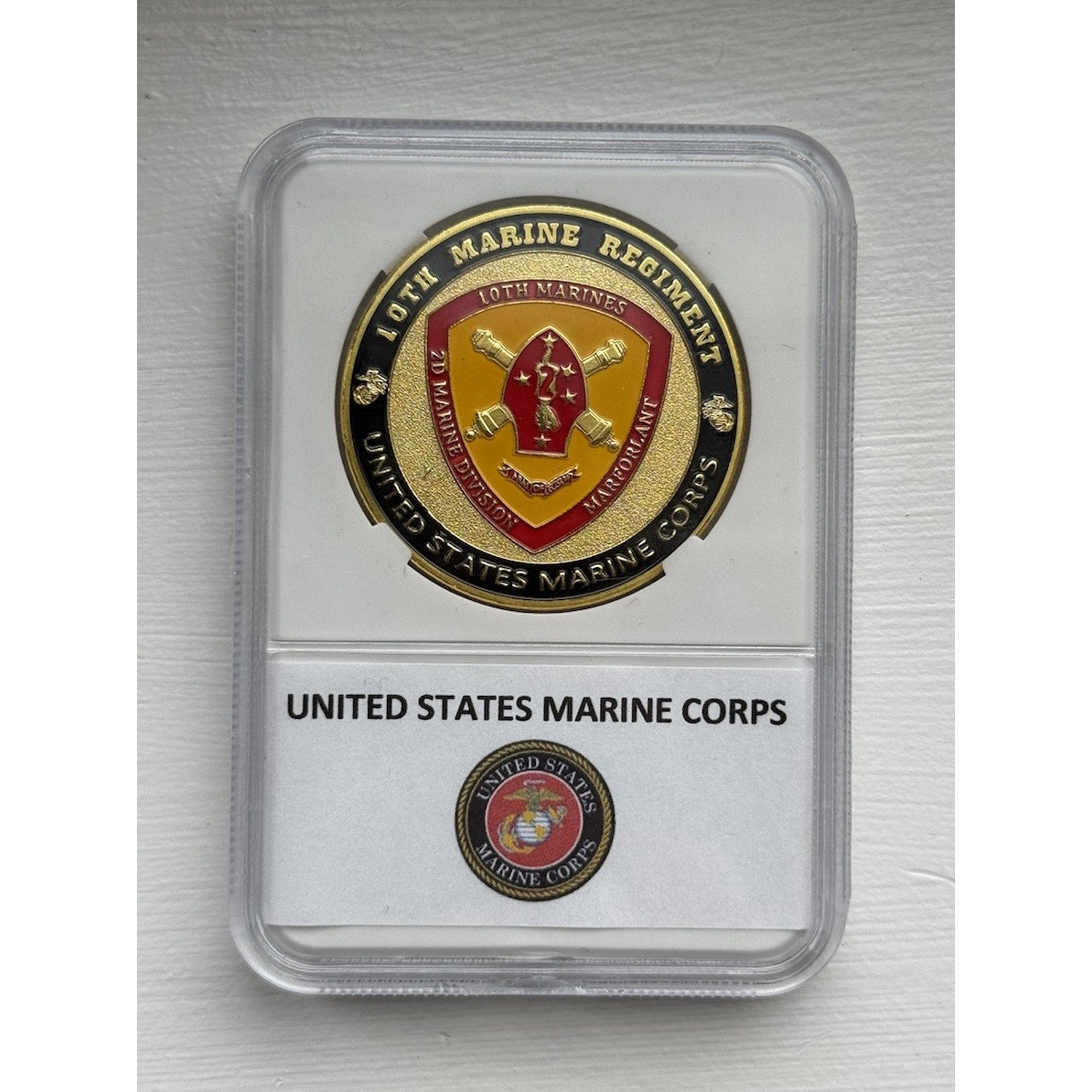 US MARINE CORPS 10th MARINE REGIMENT Challenge Coin With Case OFFICIAL LIC 23125