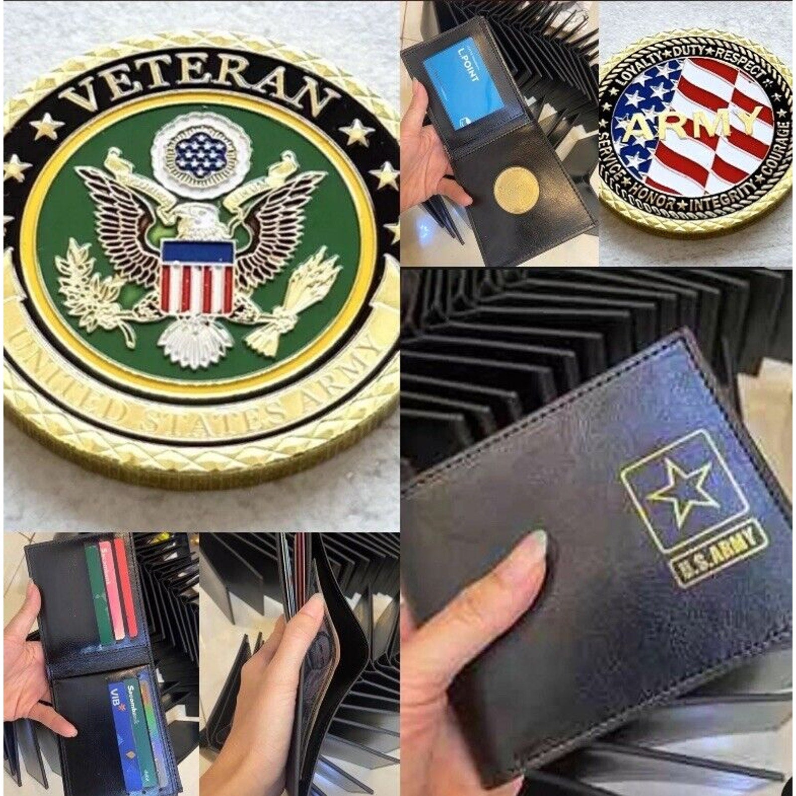 US Army Veteran With Credential coin holder wallet