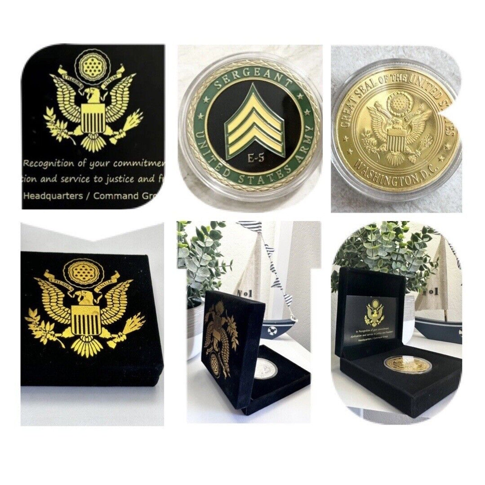 US ARMY " SERGEANT E-5 " Challenge Coin With Special Velvet Case