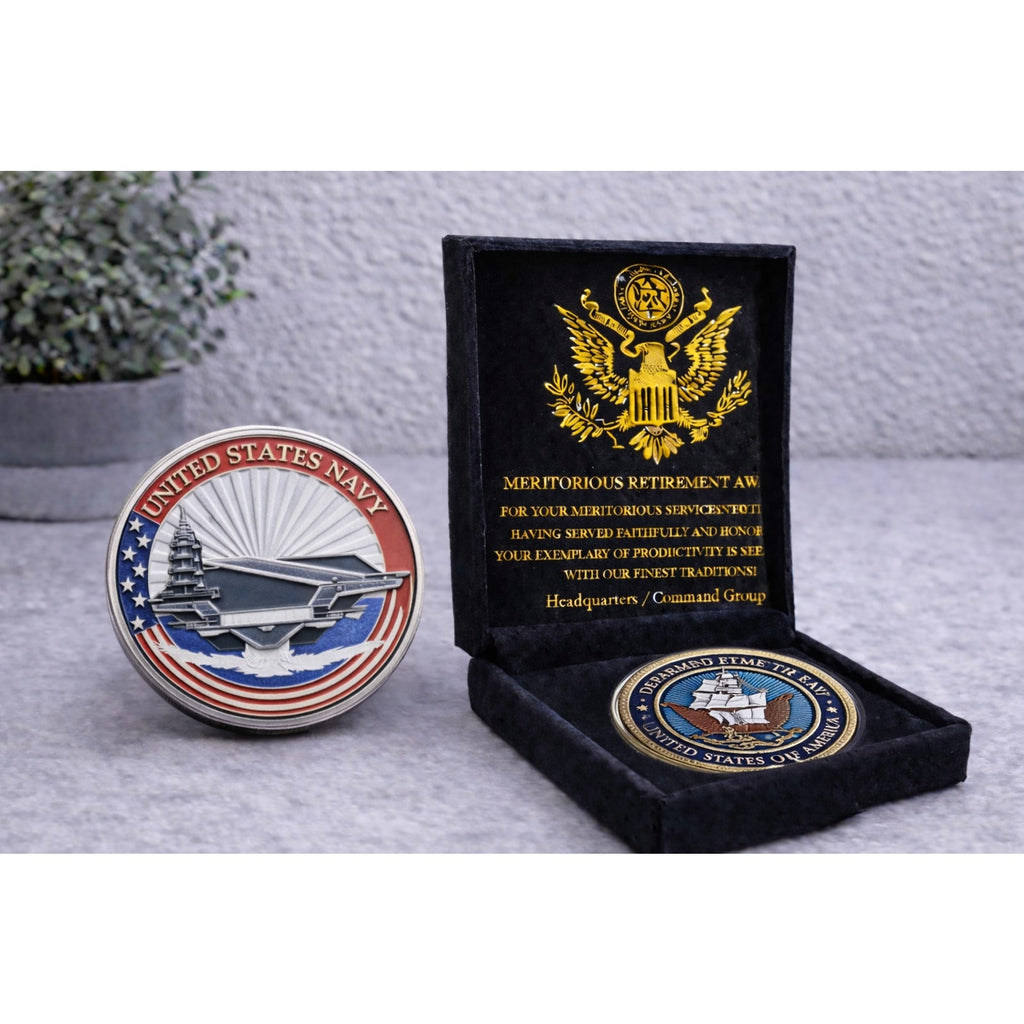 US NAVY - USS THEODORE ROOSEVELT - CVN-71 Challenge Coin USN w/ Retirement Award