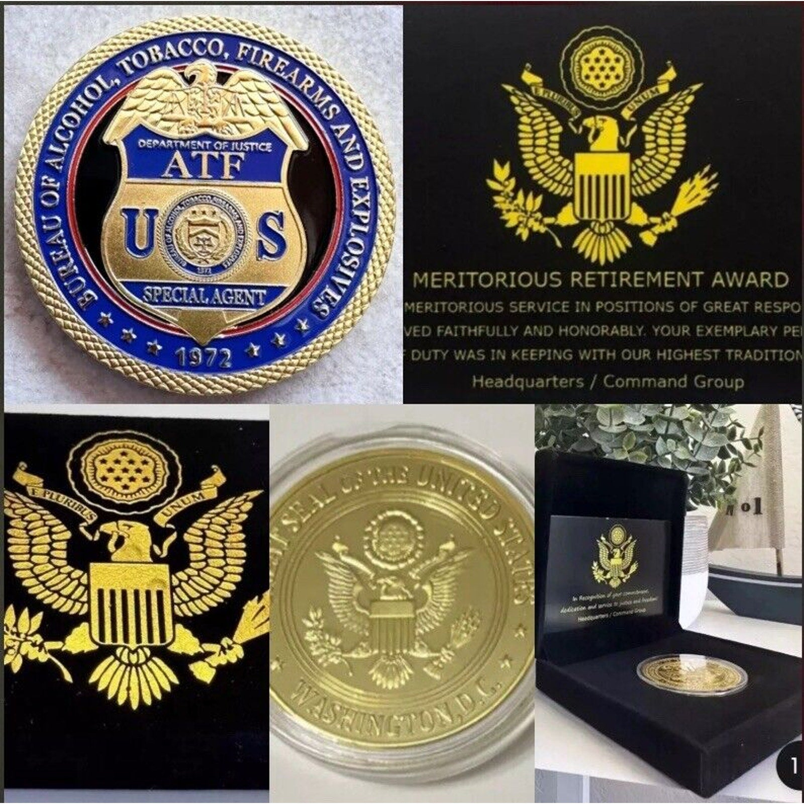 DEPT OF ALCOHOL TOBACCO FIREARMS (ATF) Special Agent Coin Retirement Award
