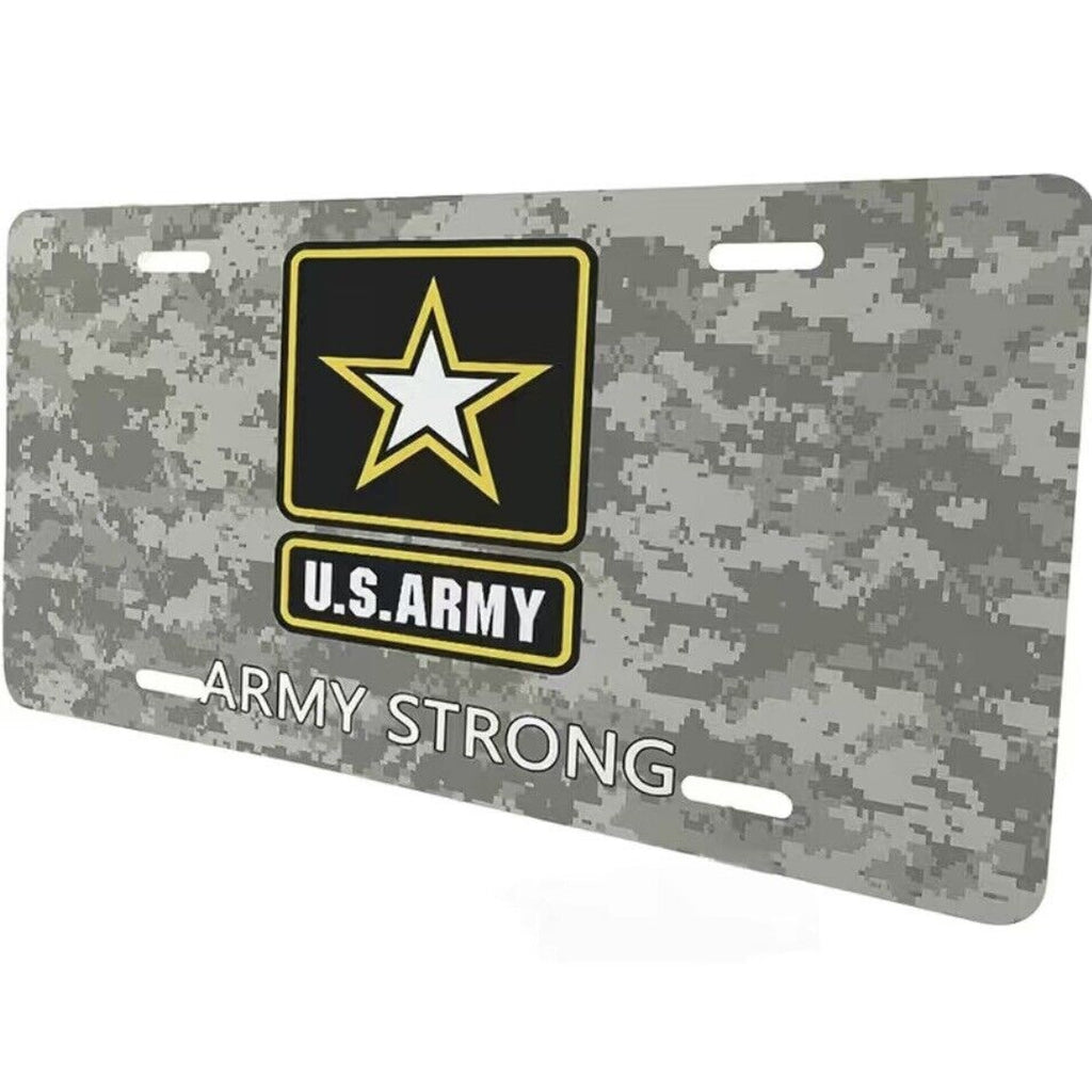 White US Army Strong 6"x12" Aluminum License Plate Tag
