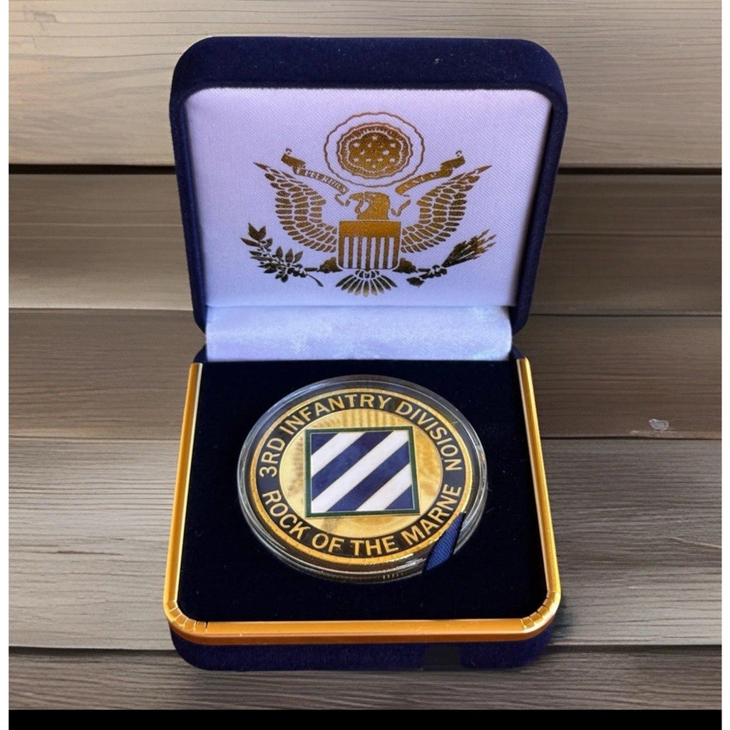 3RD Infantry Division US Army Challenge Coin "Rock of the Marne" W Velvet USA