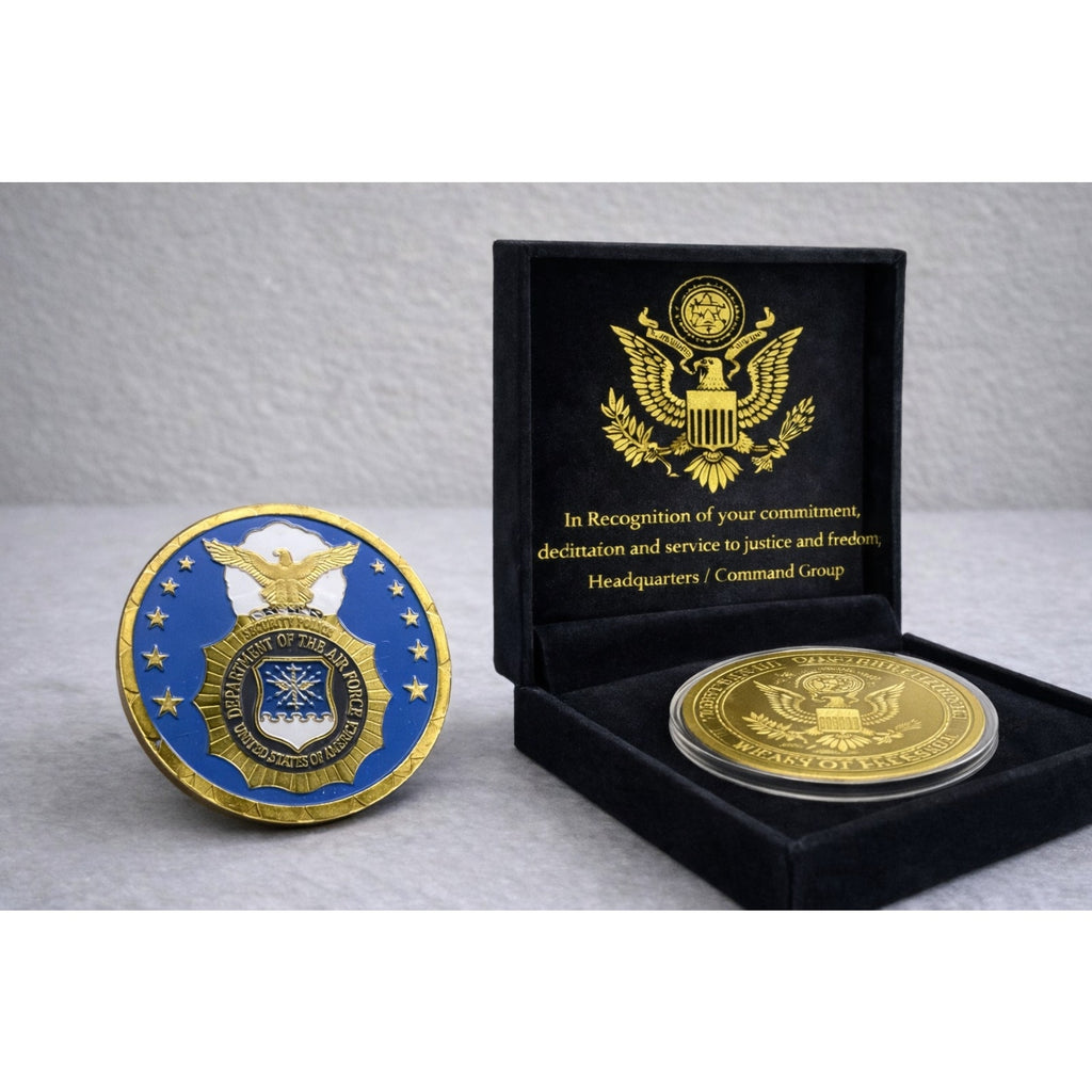 United States Air Force SECURITY FORCES Challenge Coin w/ Achievement Award