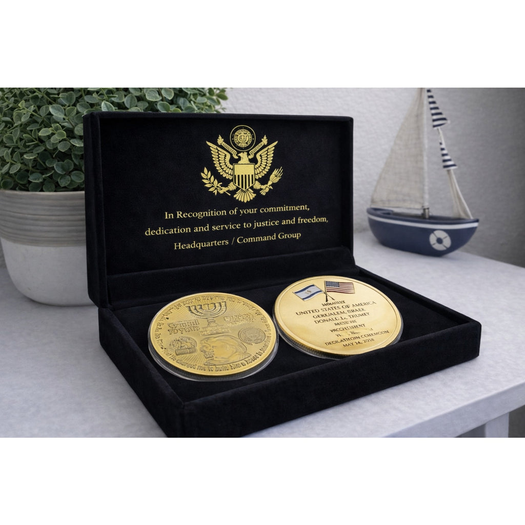 US Embassy in Jerusalem, King Cyrus Donald Trump Jewish Temple Coin authentic