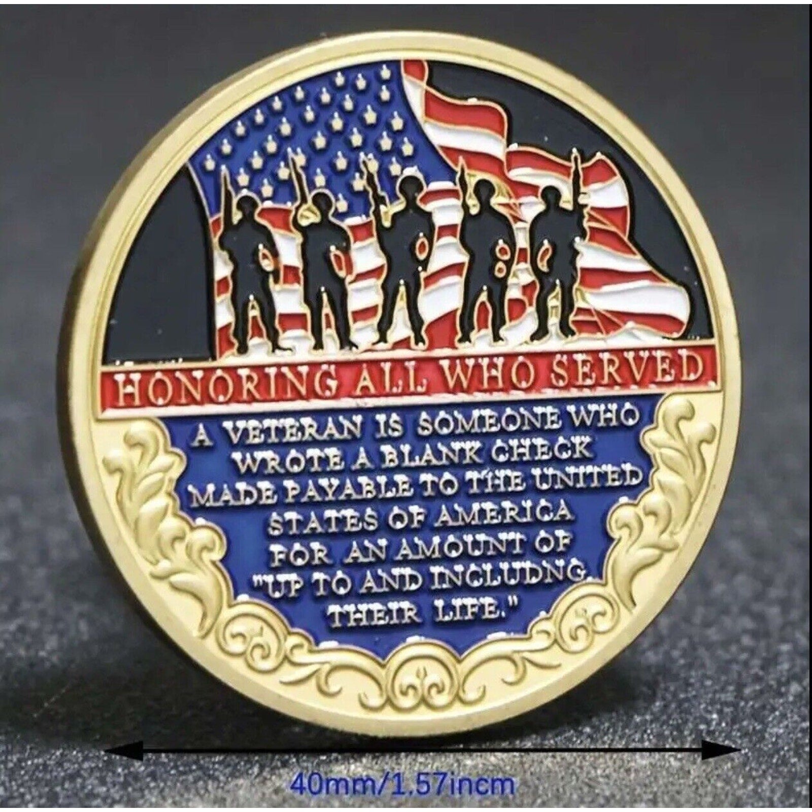 Thank You For Your Service "Honoring All Who Served" Challenge Coin veteran