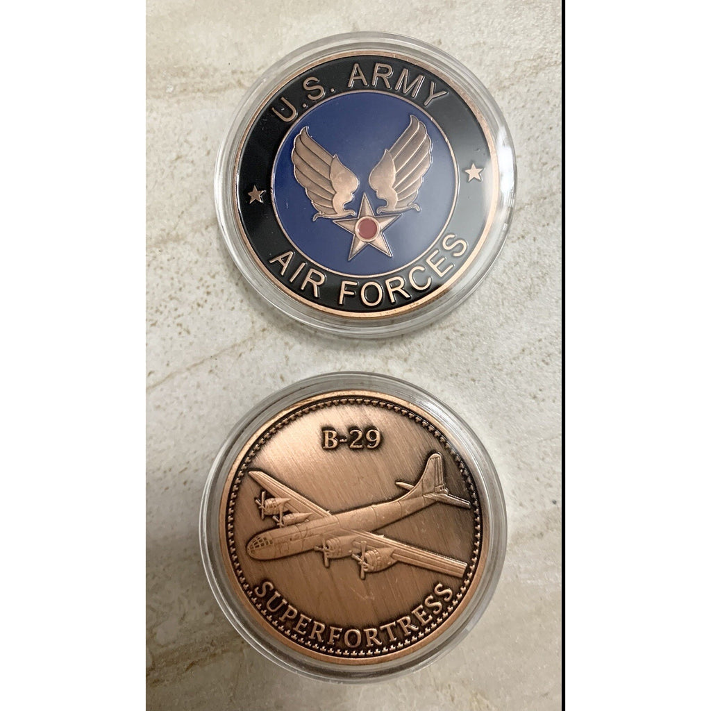 U S ARMY AIR FORCES B-29 SUPERFORTRESS Challenge Coin w/ Retirement Award