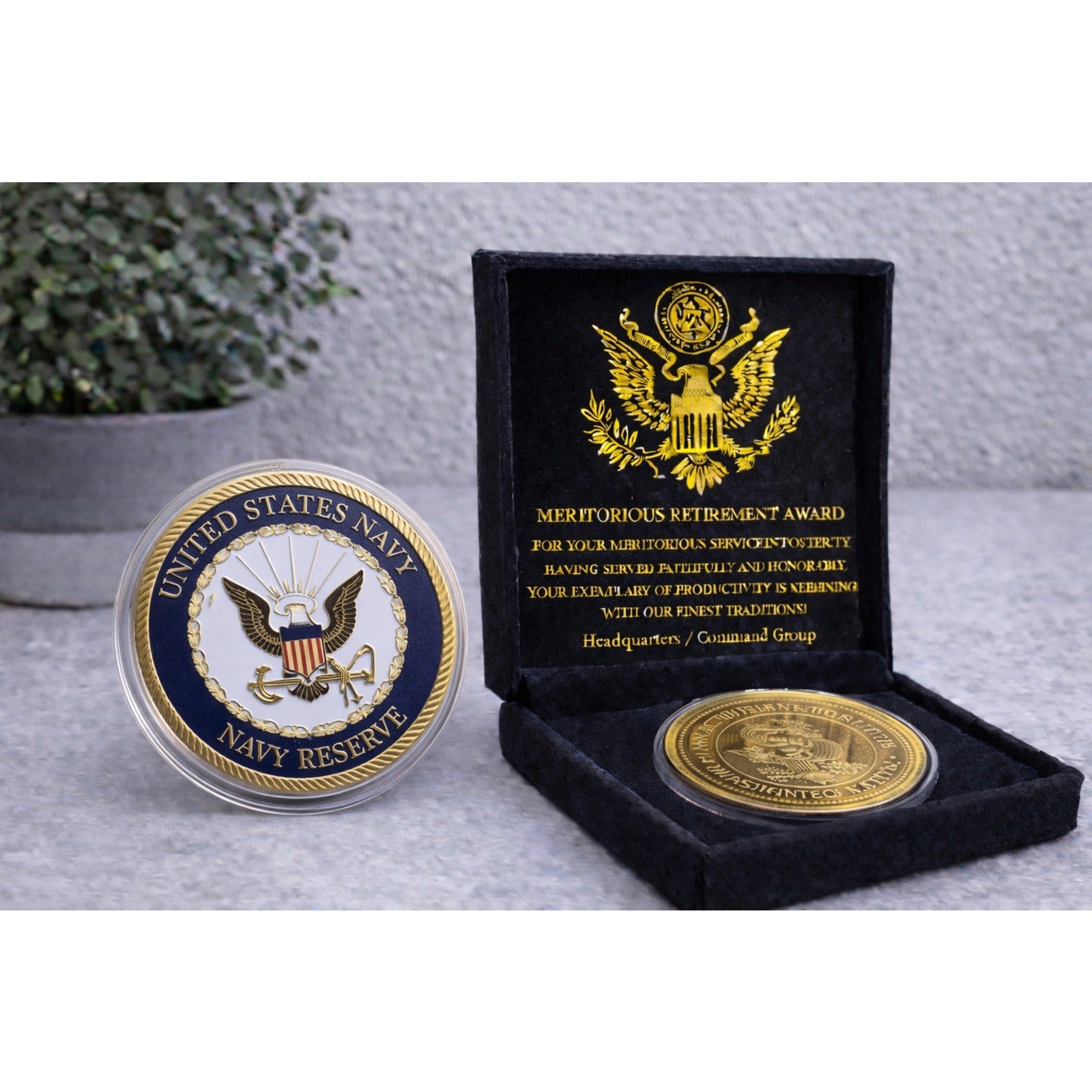 USN S NAVY RESERVE USNR Challenge Coin. USN w/ Retirement Award