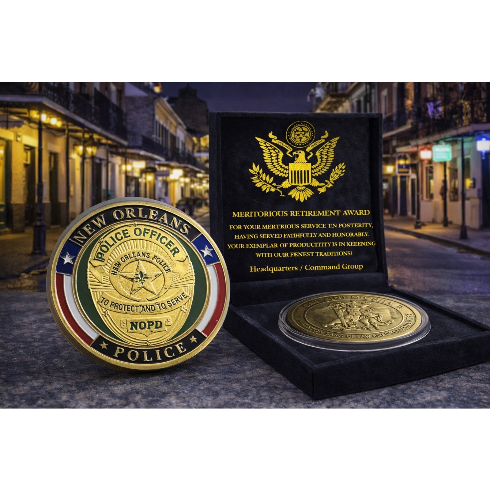 CITY OF NEW ORLEANS Police Dept. Challenge Coin w/ Retirement Award