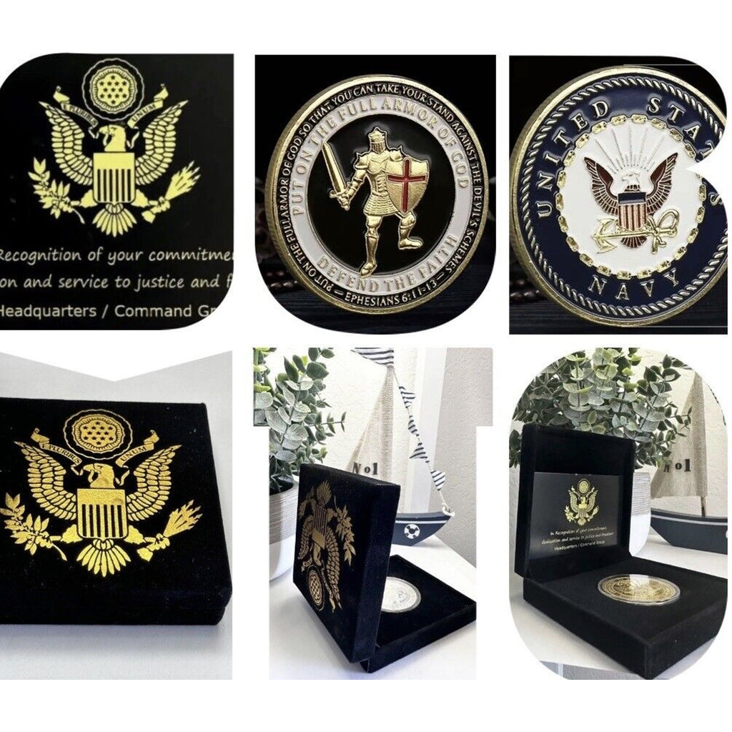 US Navy Put on the Full Armor of God Challenge Coin Defend The Faith USA