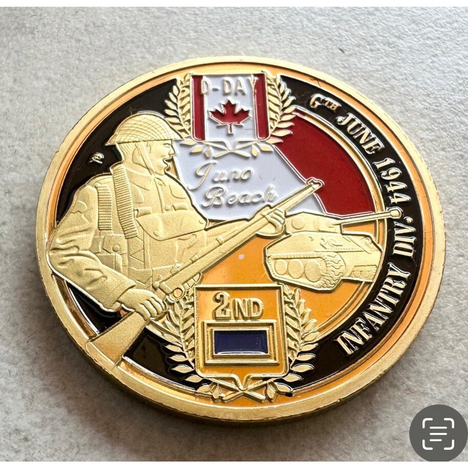 Canada D-Day 6th June 1944 Juno Beach World War 2 w/ Achievement Award