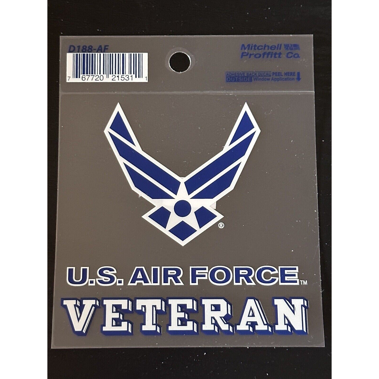 UNITED STATES AIR FORCE VETERAN LOGO USAF Vinyl Window Decal/Sticker BLUE/WHITE