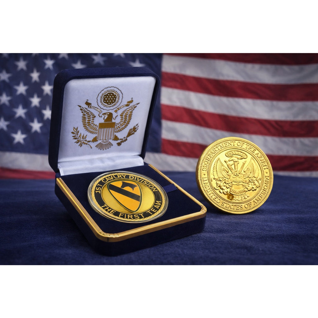 Army 1st Cavalry Division "The First Team" Challenge Coin with Case ·NEW·