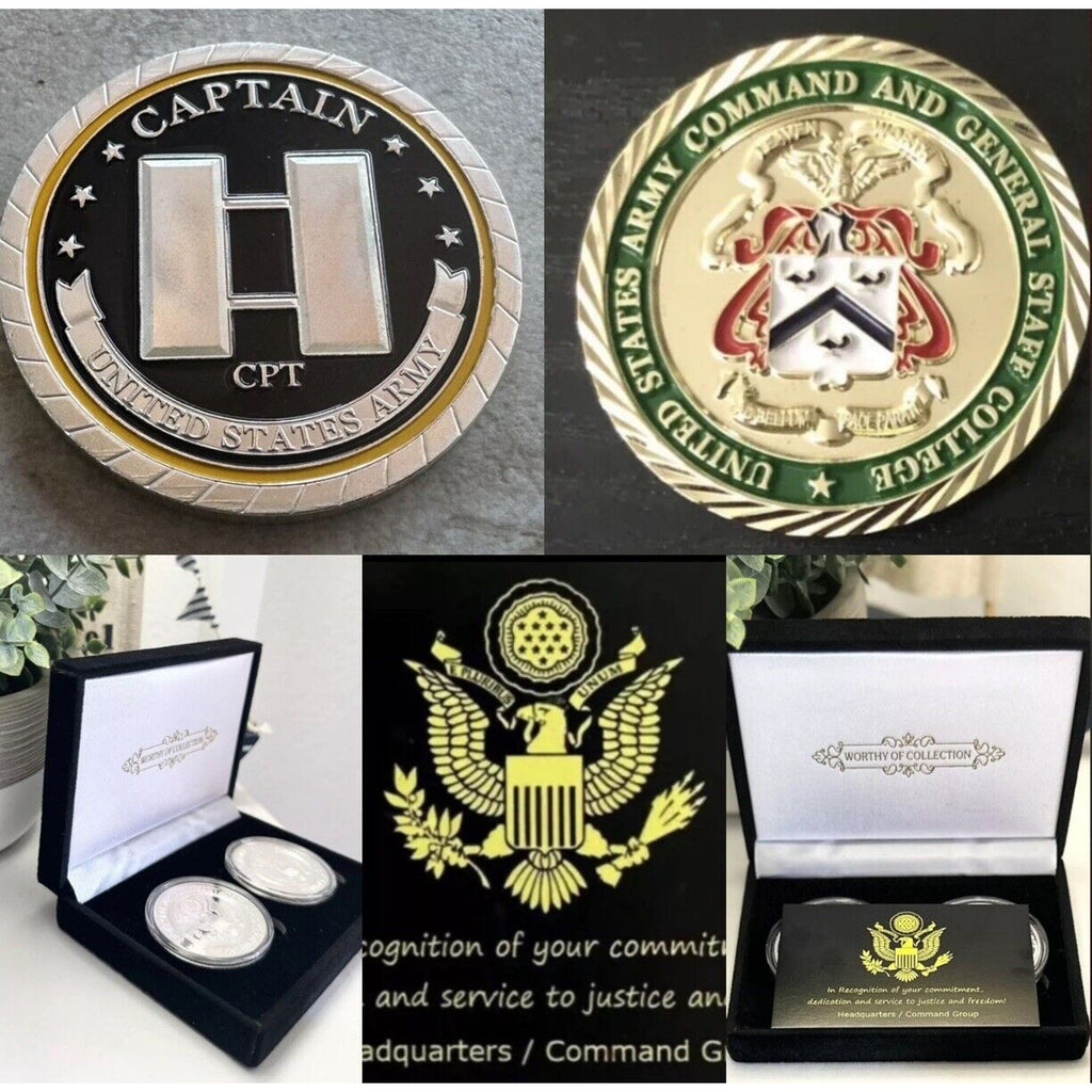 2pcs Army Rank Captain O-3 And Command ,General Staff College CGSC  COINS