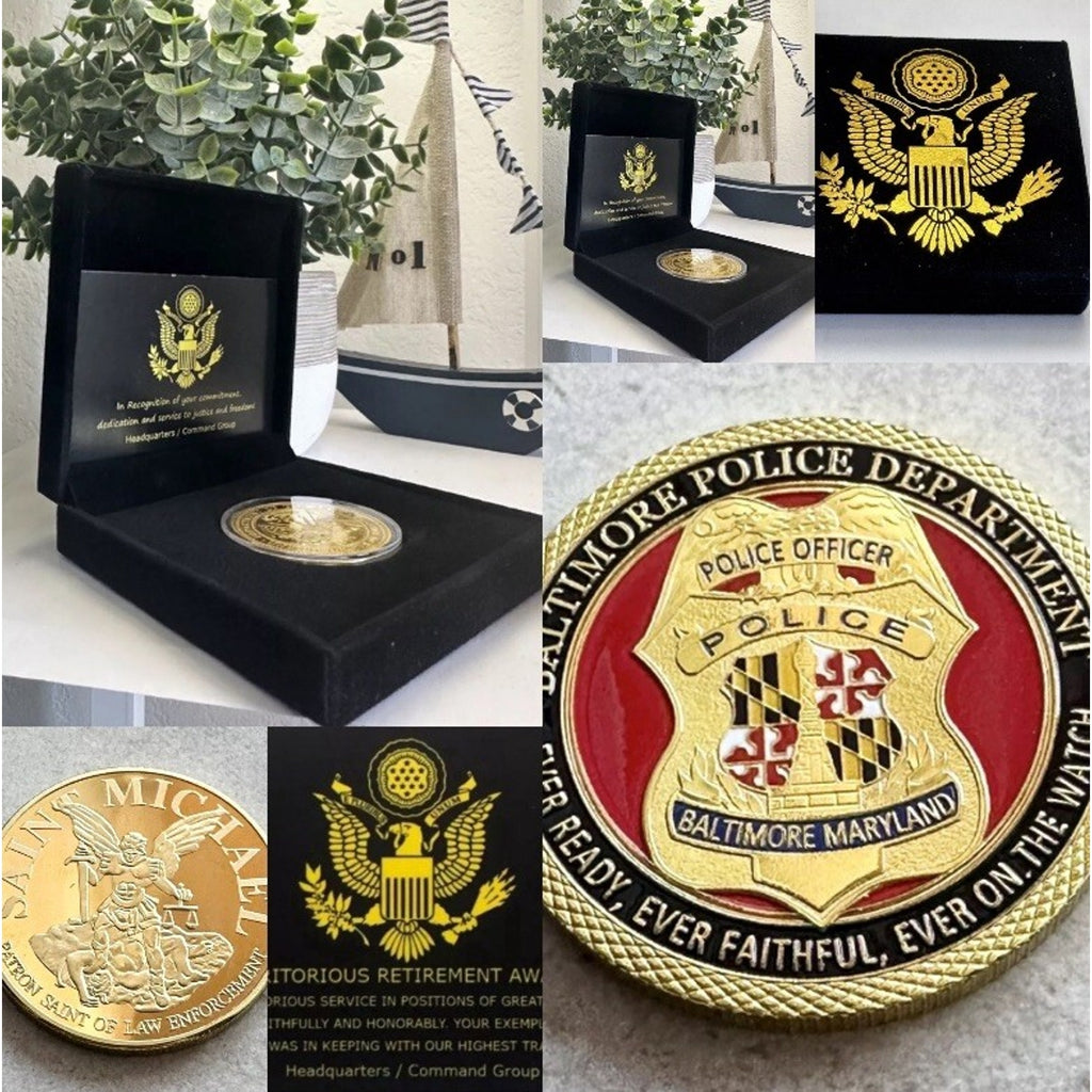 City of Baltimore Police Dept Challenge Coin With Retirement Award