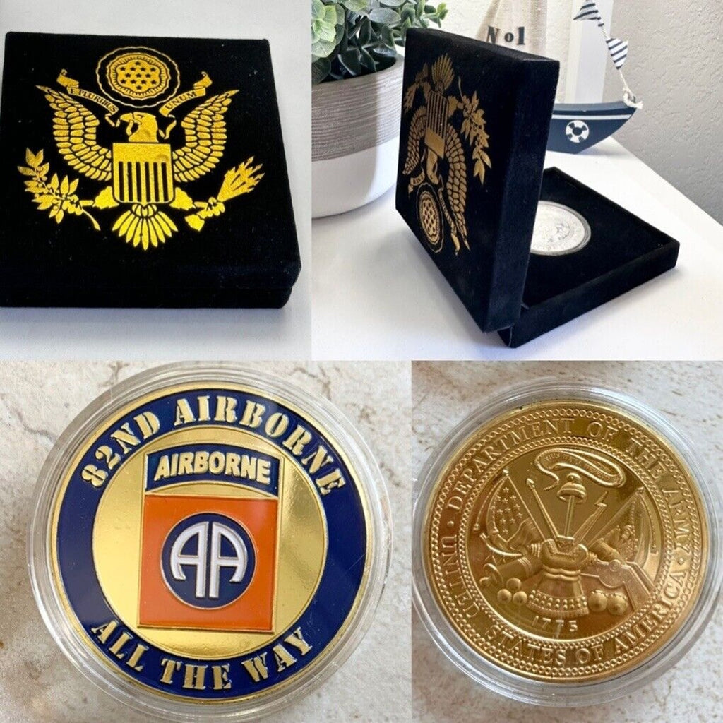 US ARMY 82nd Airborne Division "All The Way" Challenge Coin with velvet case