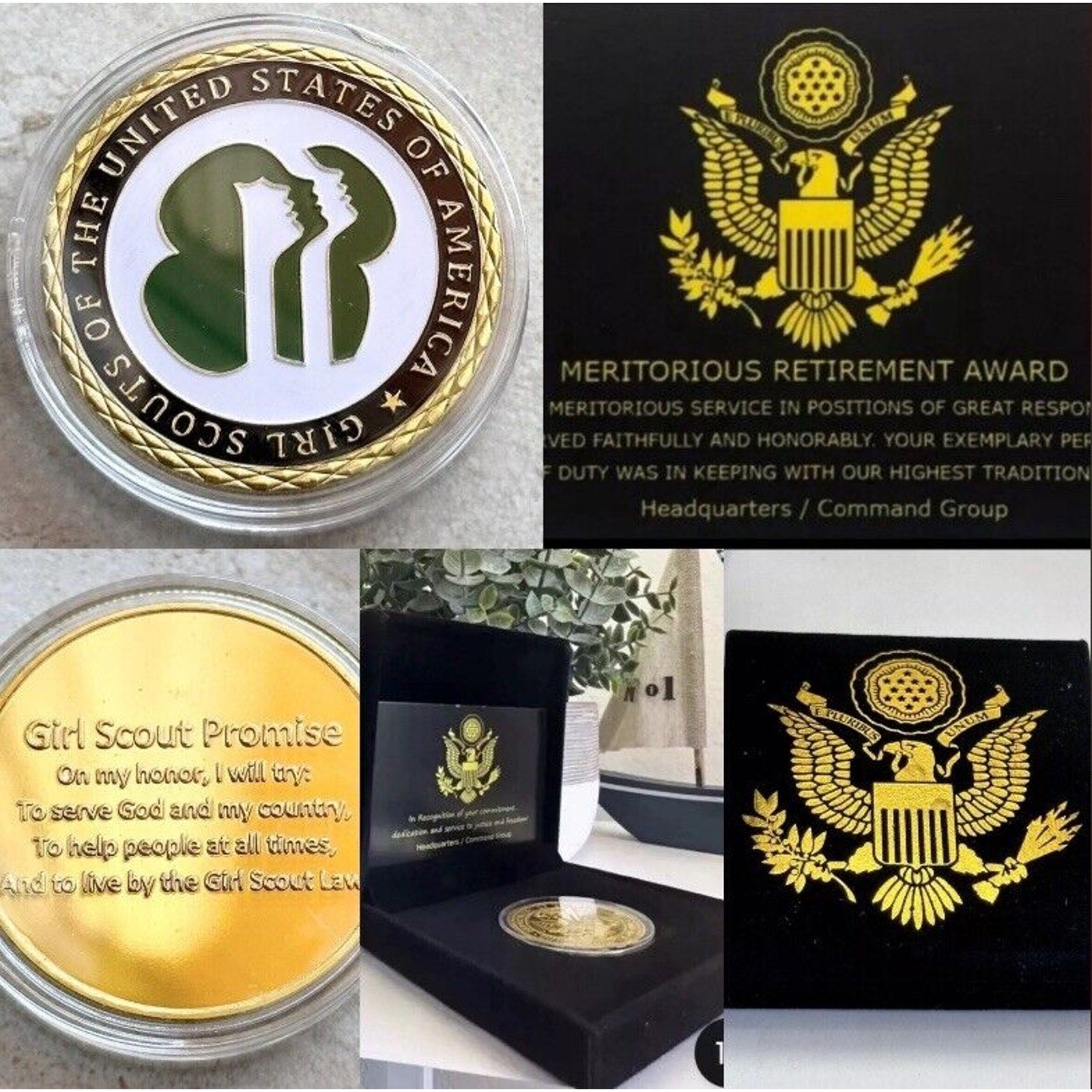 GIRL SCOUTS OF THE UNITED STATES OF AMERICA USA Coin With Retirement Award