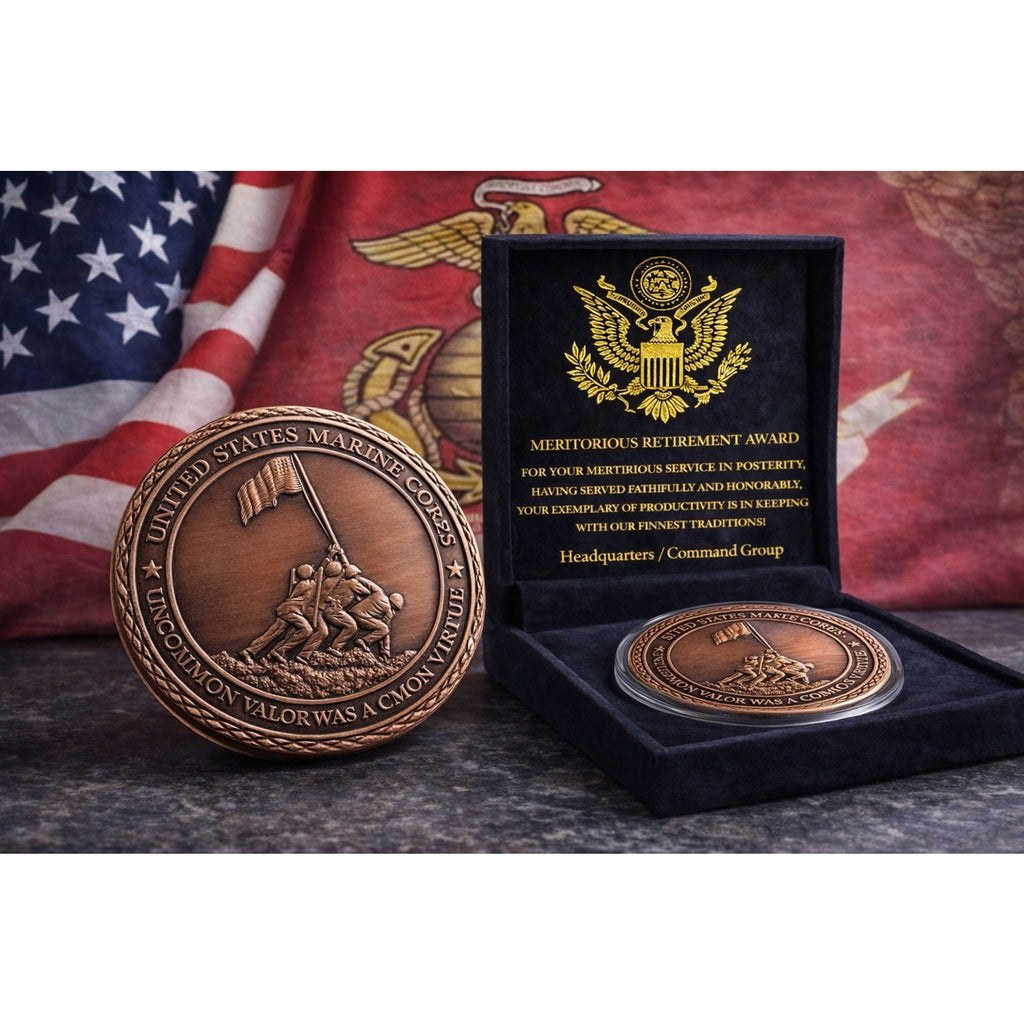 US Marine Corps "Semper Fidelis" Battle of Iwo Jima Military w/ Retirement Award