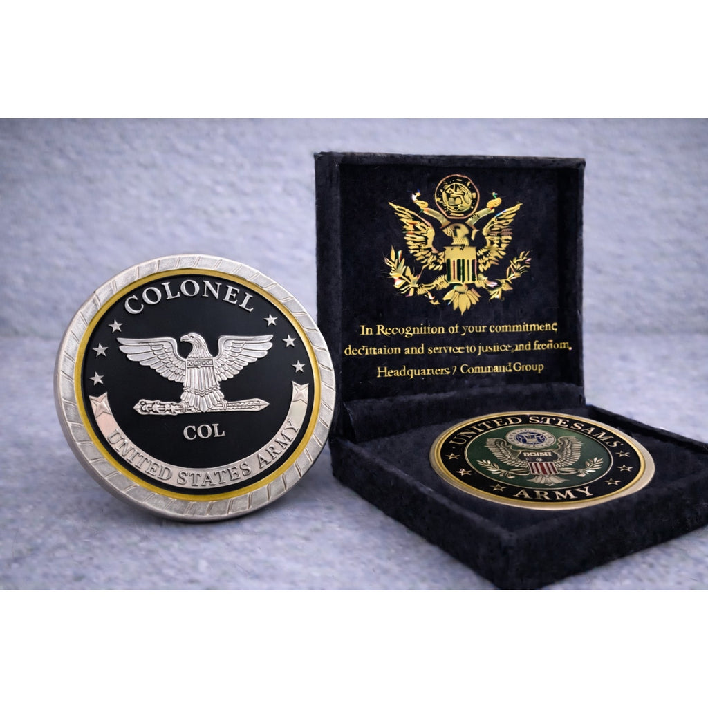 COLONEL ARMY MILITARY CHALLENGE COIN w/ Achievement Award