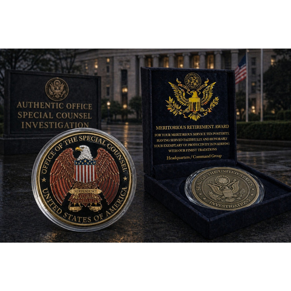 Authentic office speacial counsel Investigation U.S Coin w/ Retirement Award