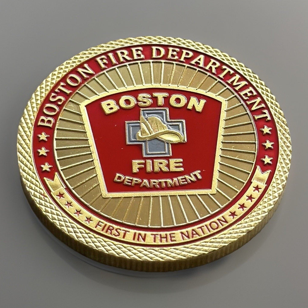 BOSTON Fire Dept. Challenge Coin With Blue Velvet Case. Fast Shipping!
