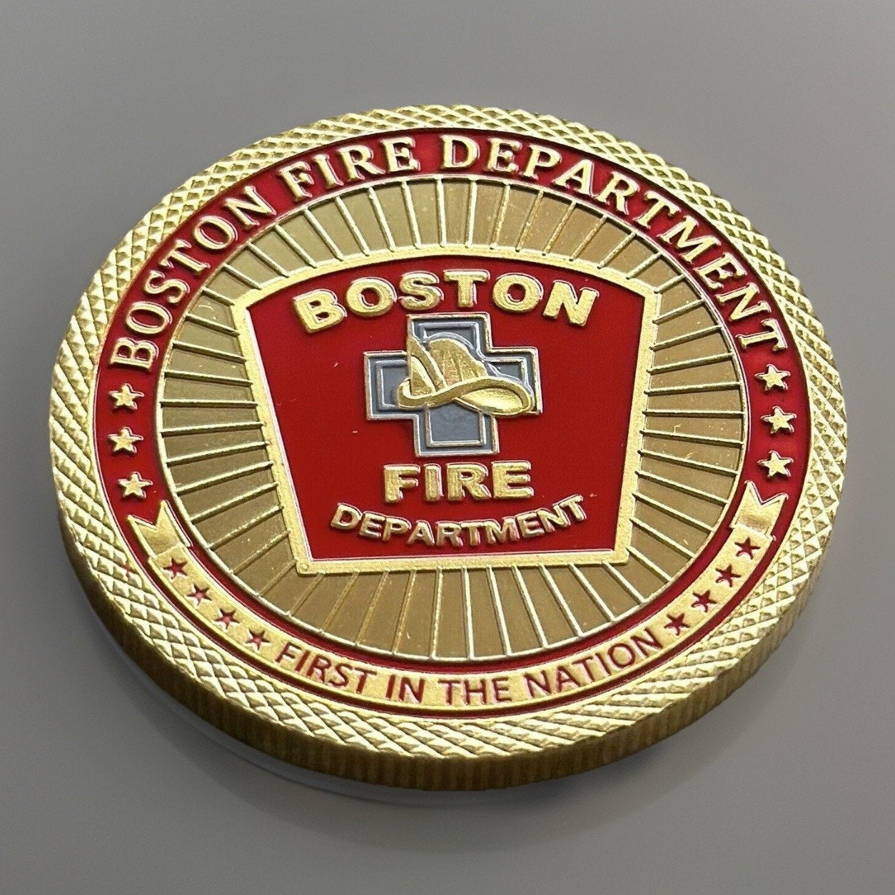 BOSTON Fire Dept. Challenge Coin With Blue Velvet Case. Fast Shipping!
