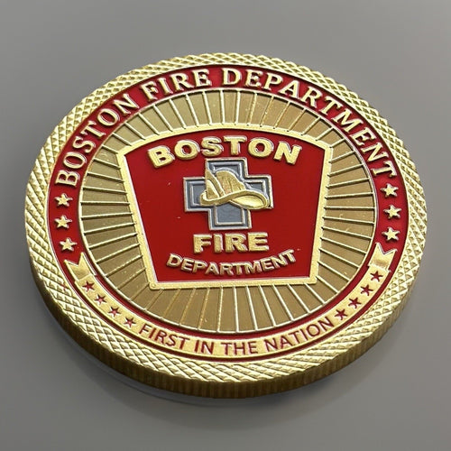 BOSTON Fire Dept. Challenge Coin With Blue Velvet Case. Fast Shipping!