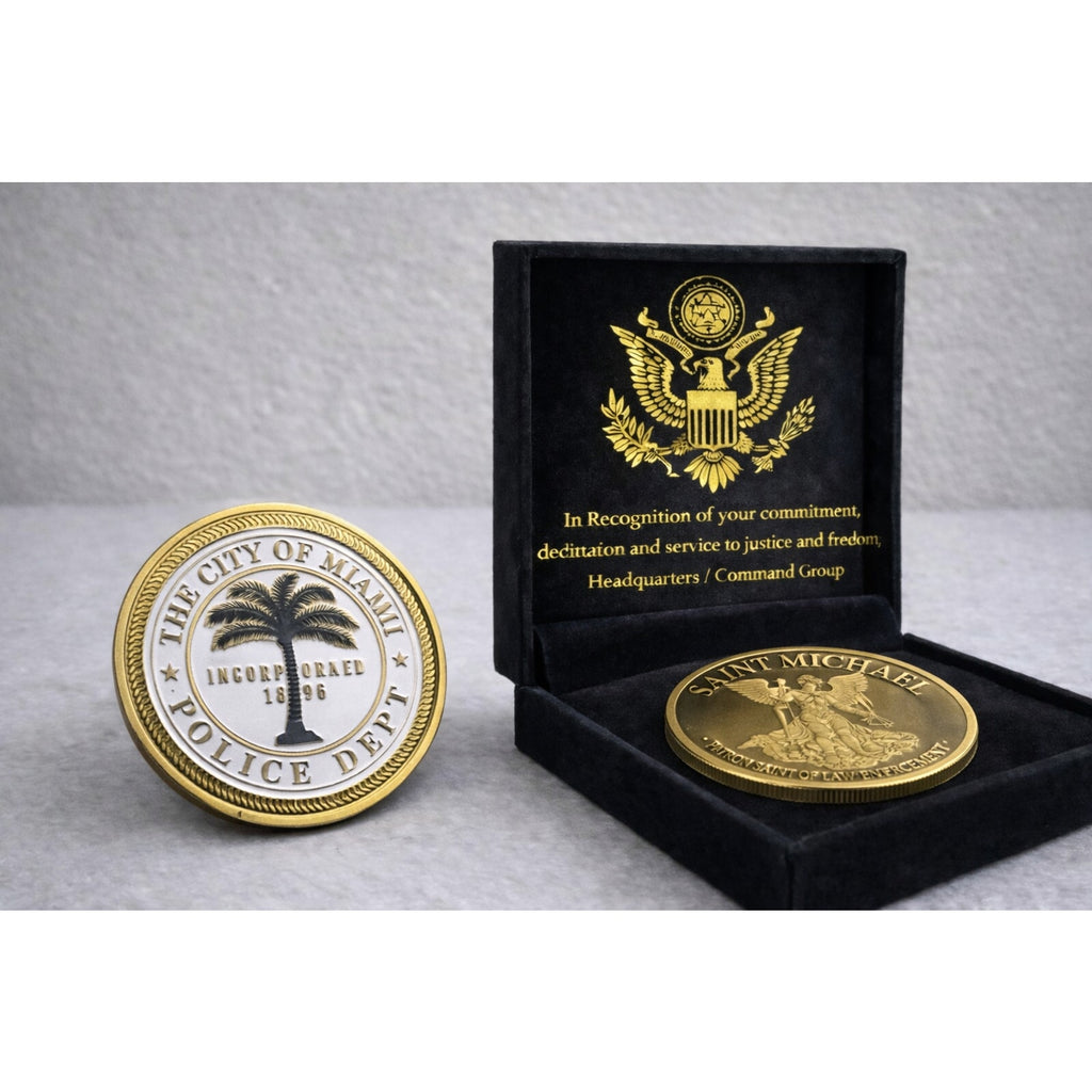 MIAMI Florida Police Department PD Officer Challenge Coin w/ Achievement Award