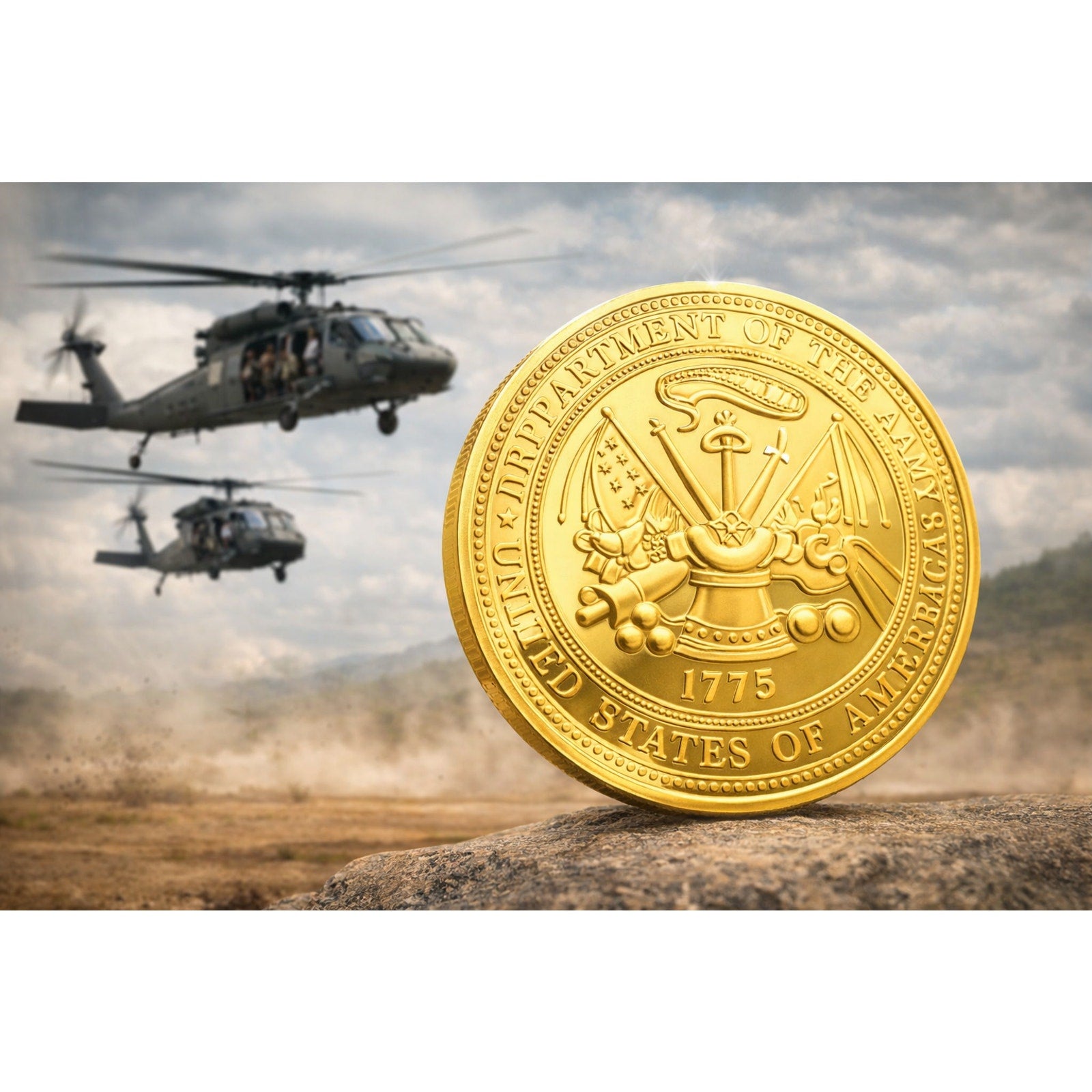 US Army Air Assault Airborne School Challenge Coin with Velvet Case