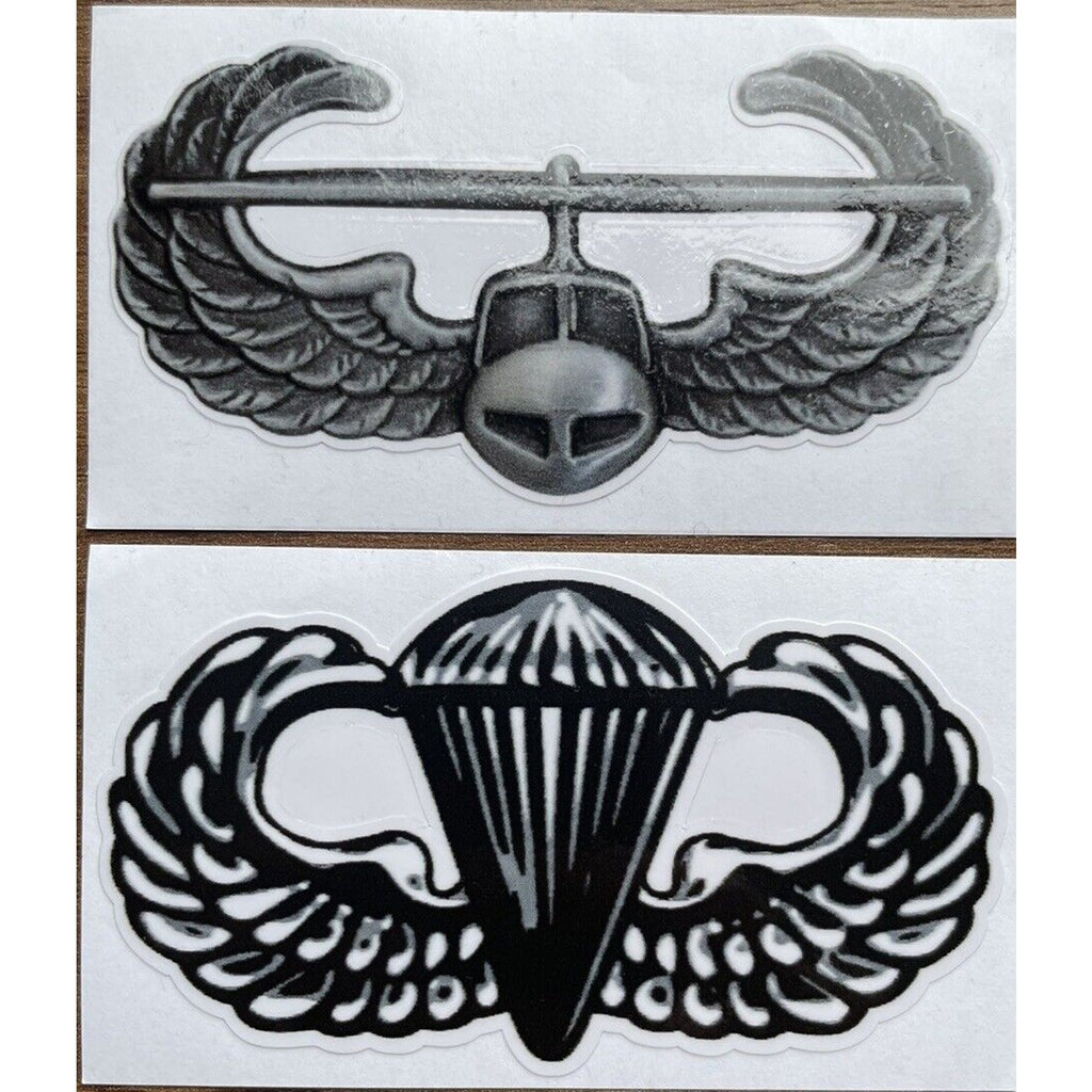 AIRBORNE JUMP and AIR ASSAULT WINGS Stack Window Sticker Decal - Black