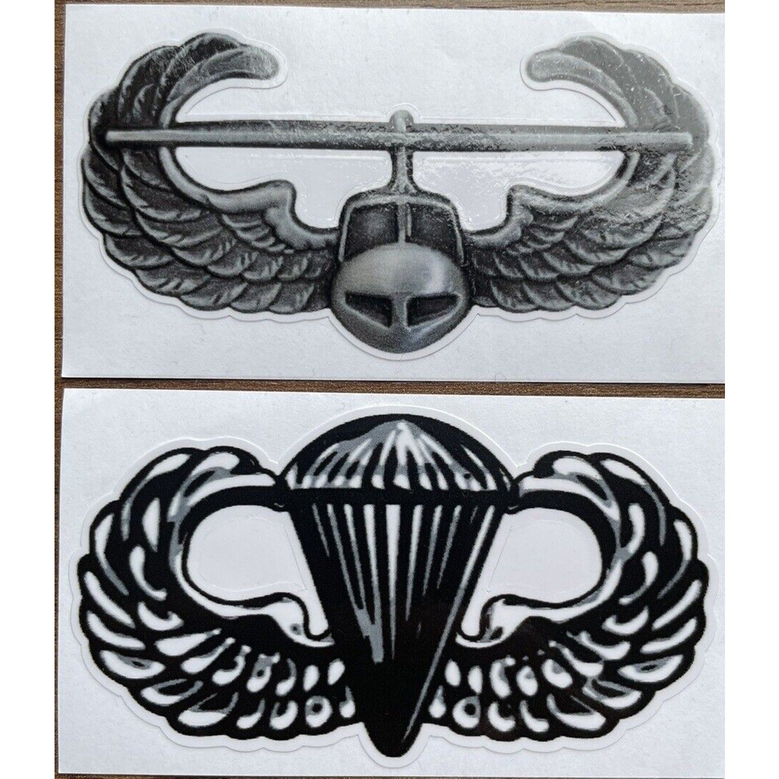 AIRBORNE JUMP and AIR ASSAULT WINGS Stack Window Sticker Decal - Black
