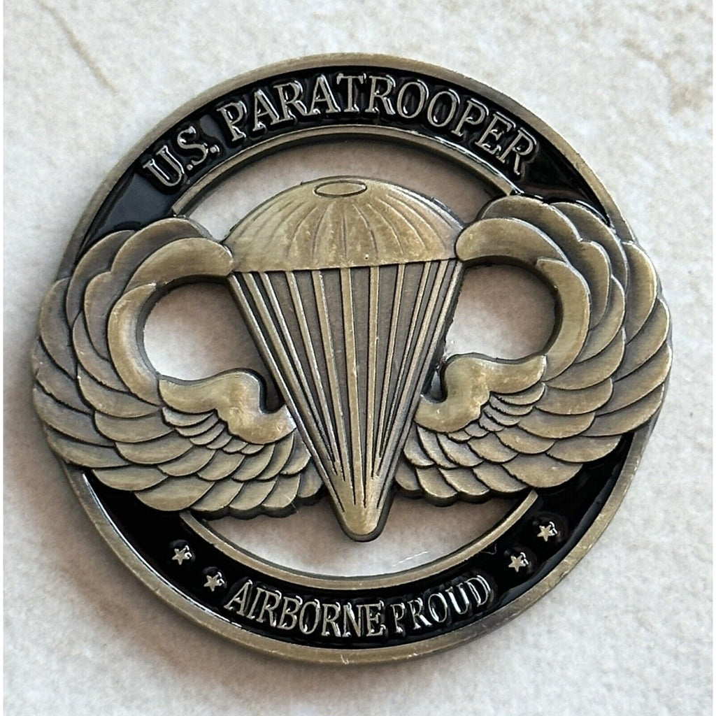 US ARMY PARATROOPER Airborne Challenge Coin-Hallow Bronze/Black NEW!