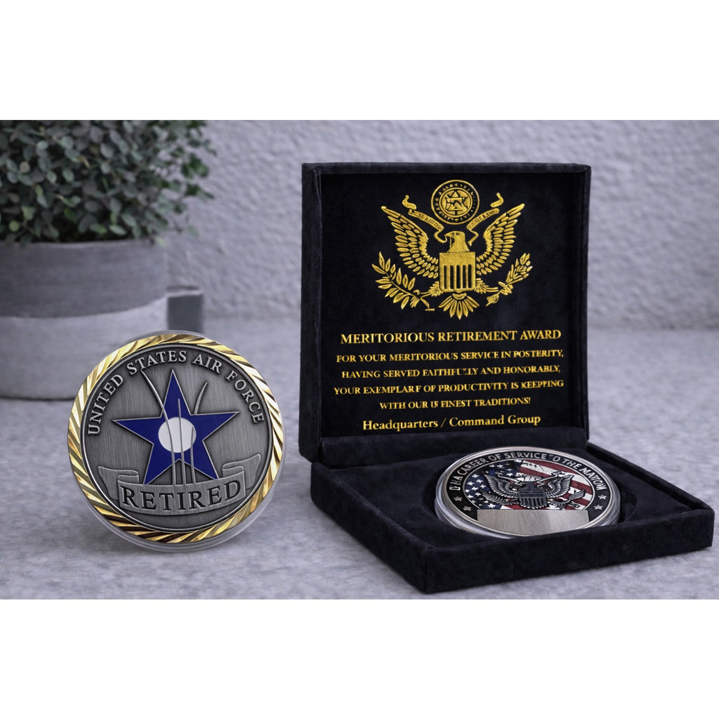 US Air Force USAF Retired Challenge Coin. New Fast Shipping w/ Retirement Award