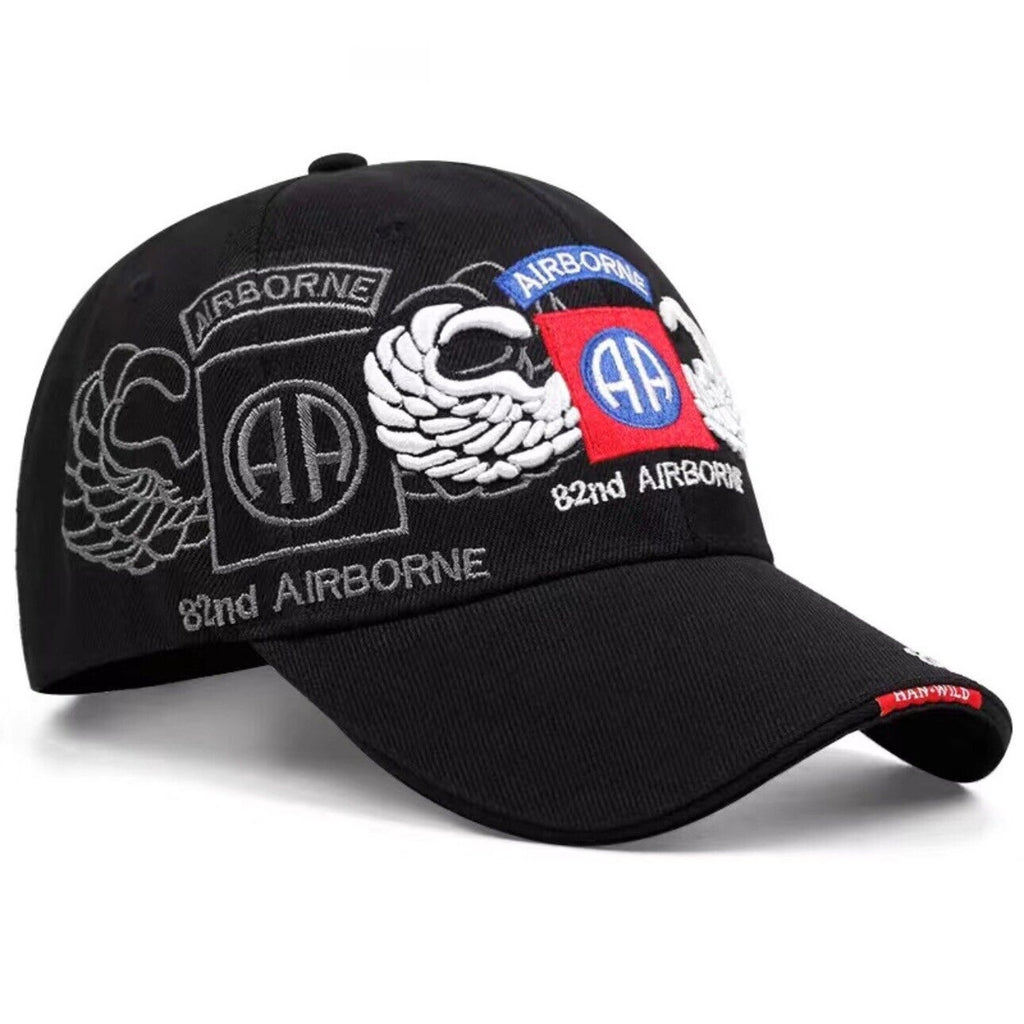82ND AIRBORNE MILITARY BALL CAP 82ND AIRBORNE U.S. ARMY HAT BLACK