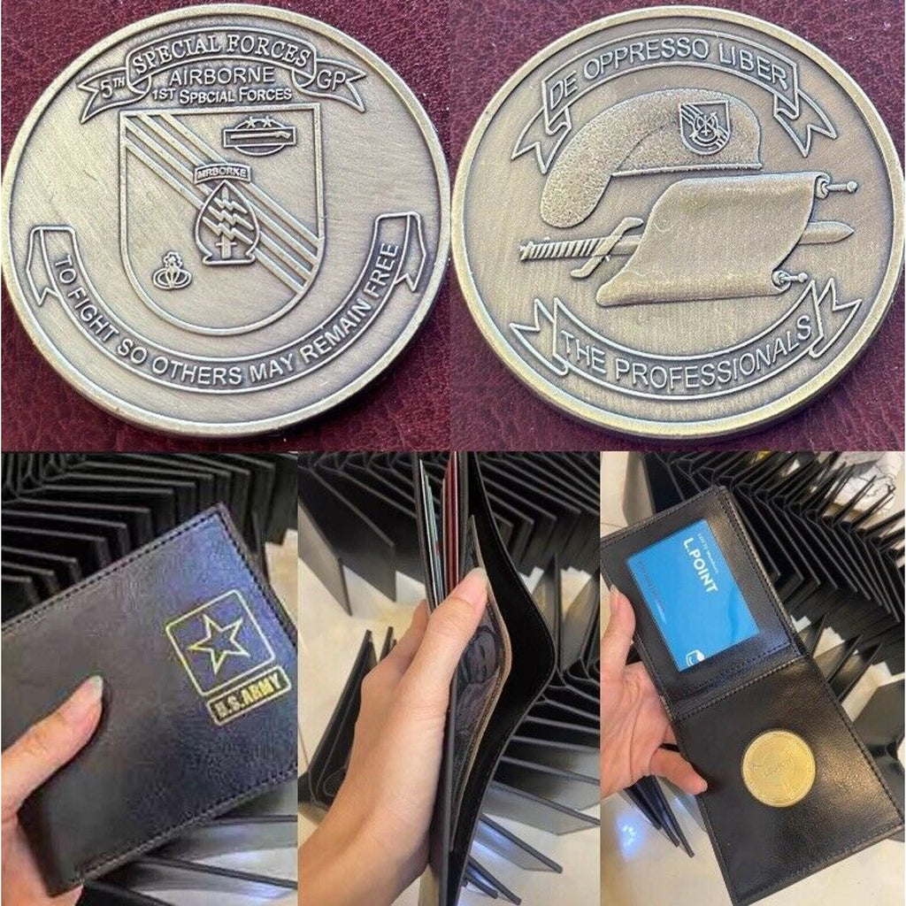 5TH GROUP ARMY AIRBORNE SPECIAL FORCES with Credential coin holder wallet
