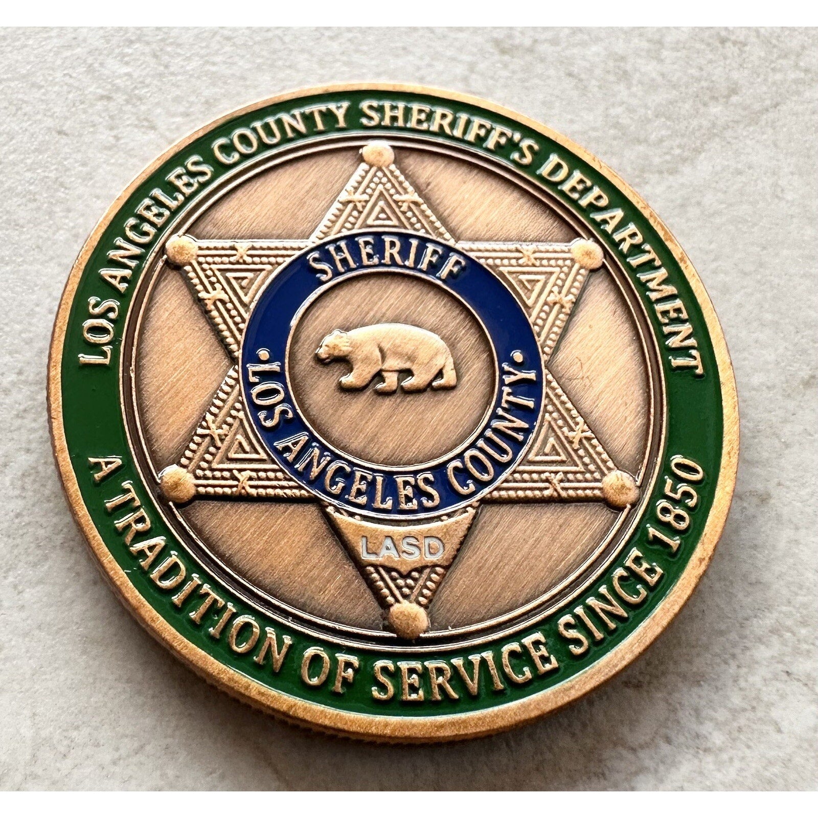 Los Angeles LA county sheriff LASD Police challenge coin w/ Retirement Award