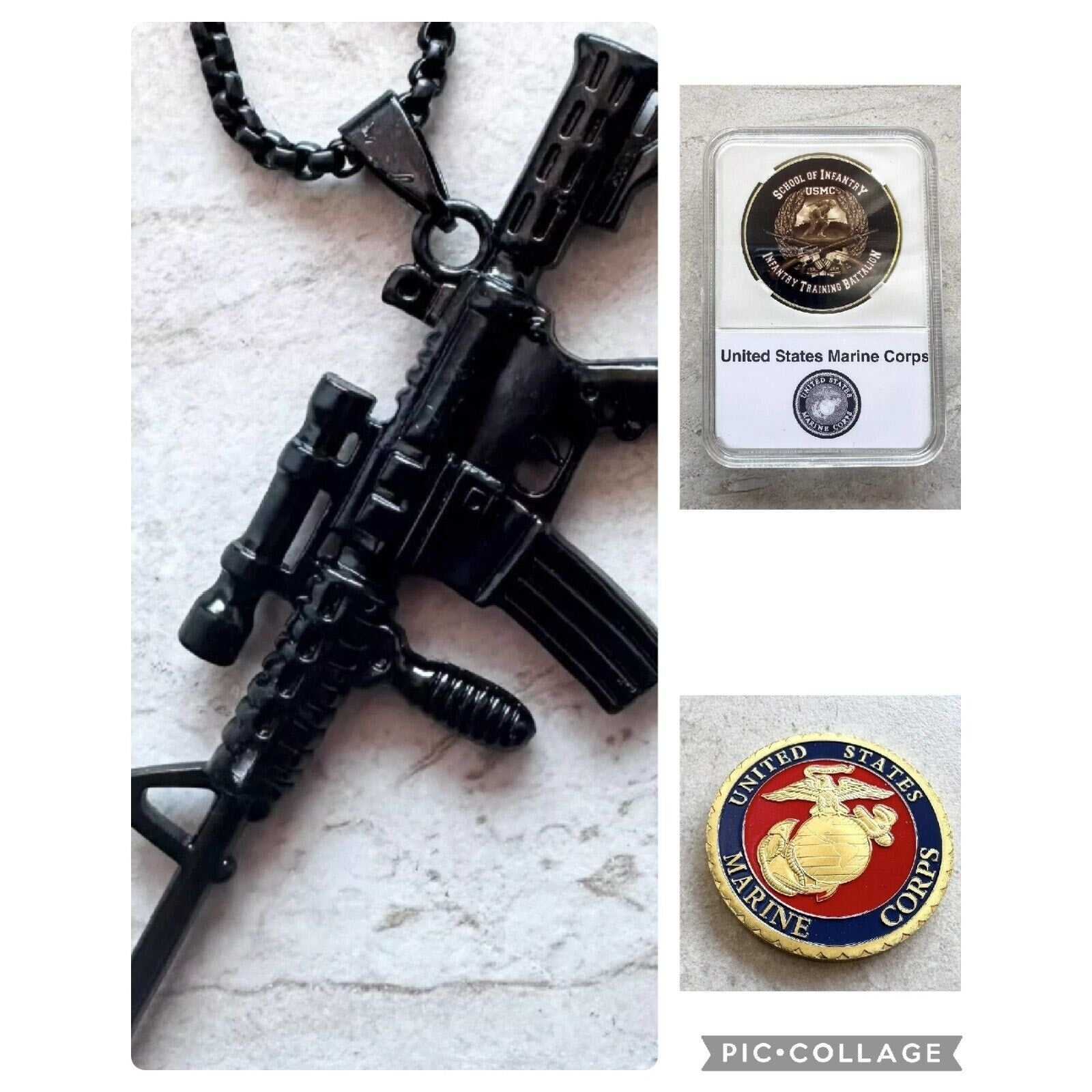 2pcs MARINE CORPS SCHOOL OF INFANTRY USMC Official LIC 23125 And Dog Tag