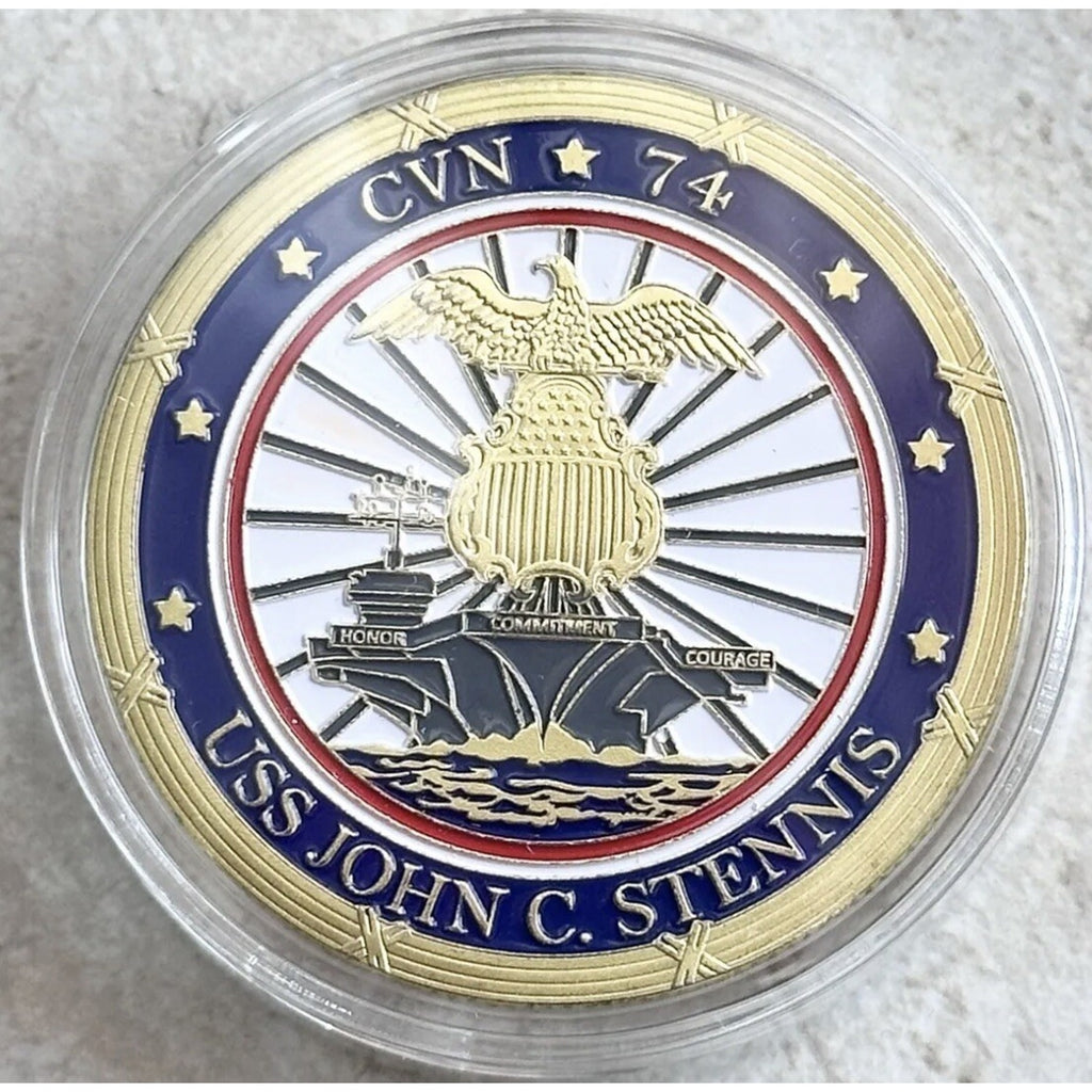 US NAVY USS JOHN C. STENNIS CVN-74 Challenge Coin USA w/ Retirement Award
