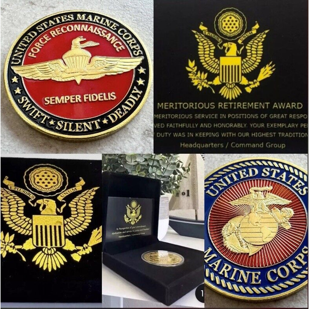 U S MARINE CORPS FORCE RECONNAISSANCE Challenge Coin Retirement Award