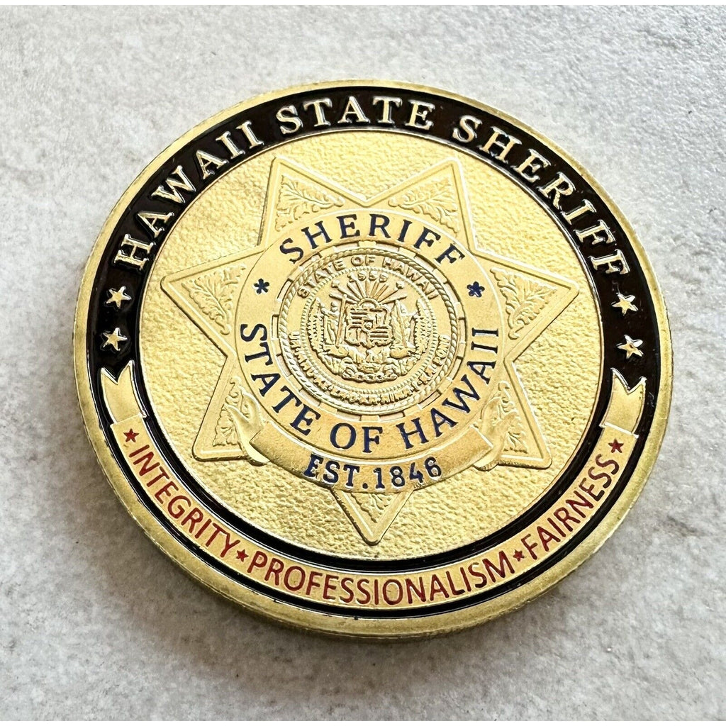 HAWAII STATE SHERIFF Challenge Coin With Special Velvet Case