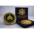 U.S. Army Sergeant E-5 Rank Challenge Coin w/ Achievement Award