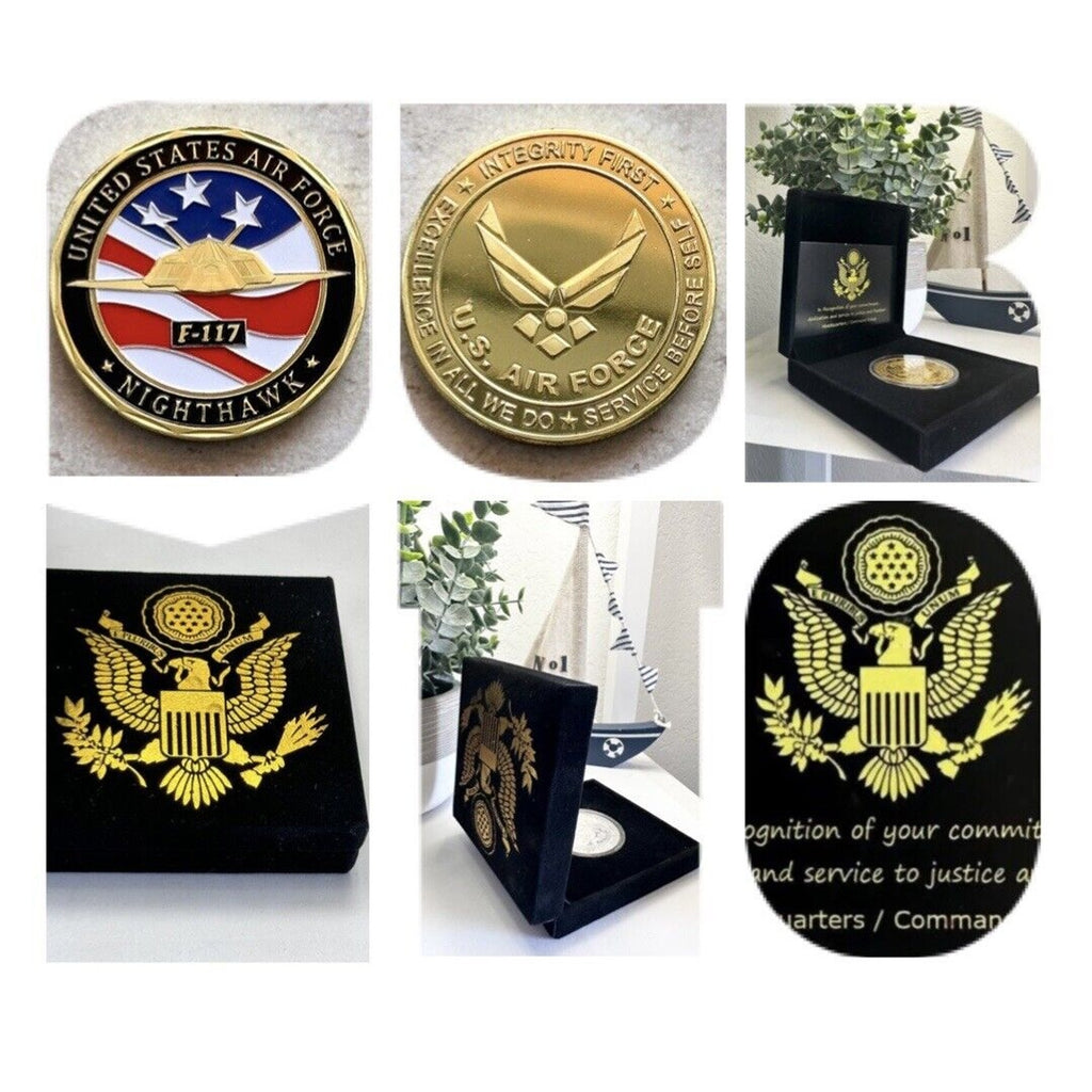 U S AIR FORCE F-117 NIGHTHAWK Challenge Coin USA With Special Velvet Case