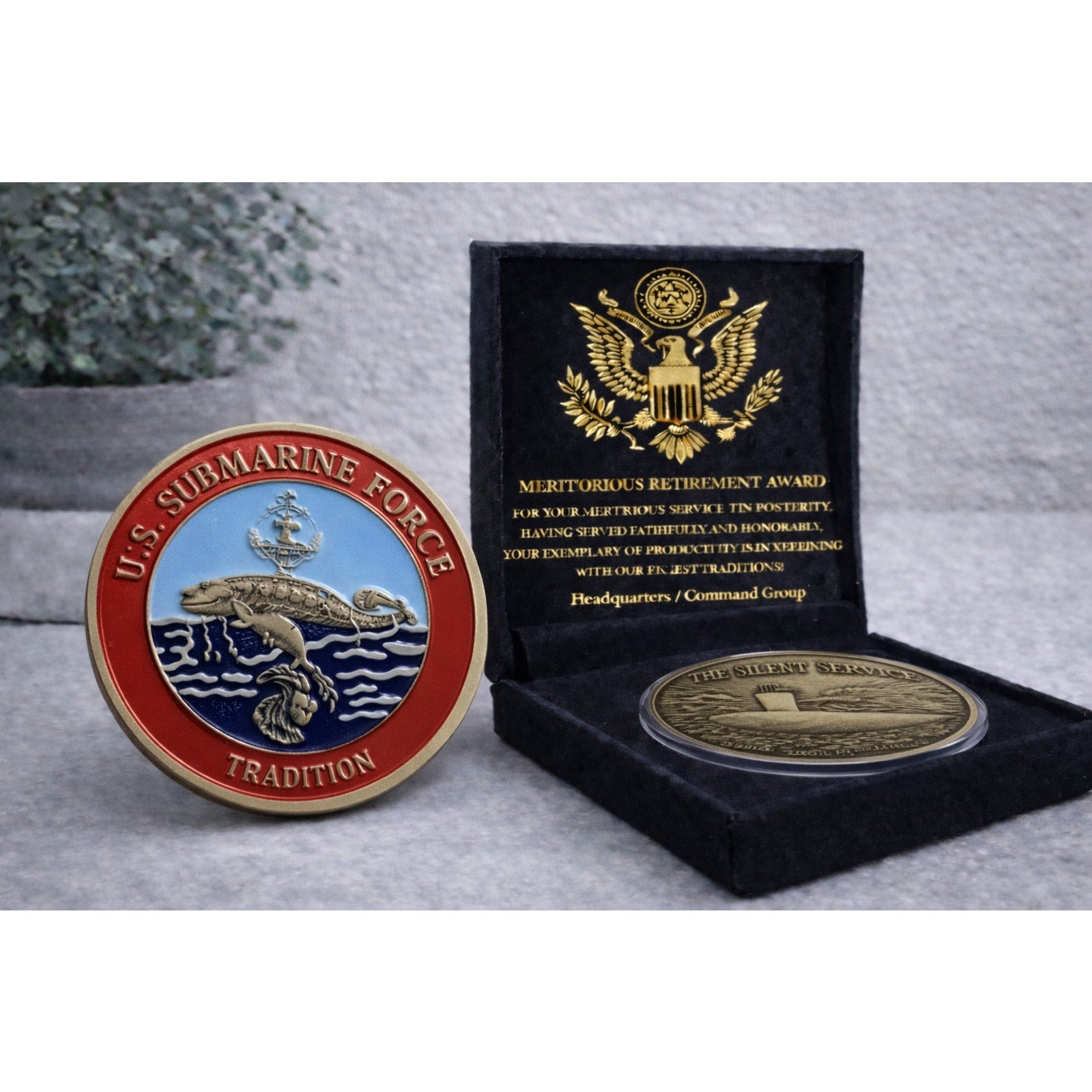 Rare USS Sealion APSS 315 Submarine Coin USN w/ Retirement Award