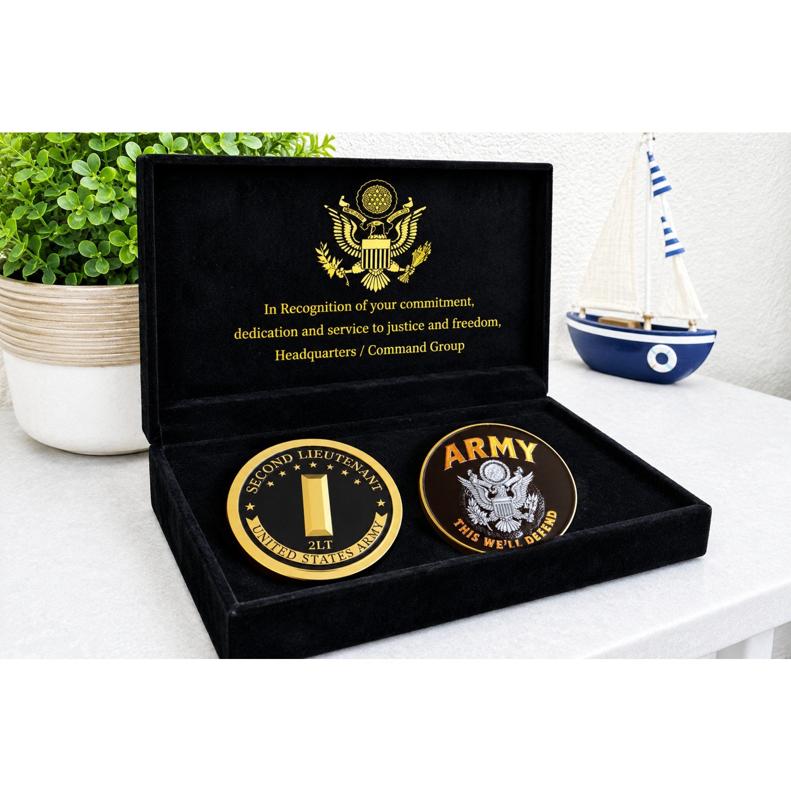 2LT Second Lieutenant Rank & US Army Airborne Military Challenge Coin